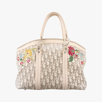Trotter Flower Line White x Beige x Multicolor Canvas × Leather 05-BO-0035トロッター フラワーライン ホワイト×ベージュ×マルチカラー キャンバス×レザー 05-BO-0035