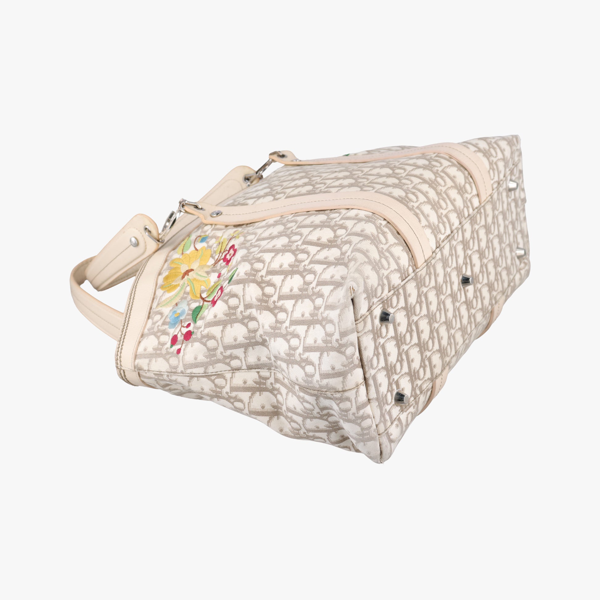 Trotter Flower Line White x Beige x Multicolor Canvas × Leather 05-BO-0035トロッター フラワーライン ホワイト×ベージュ×マルチカラー キャンバス×レザー 05-BO-0035