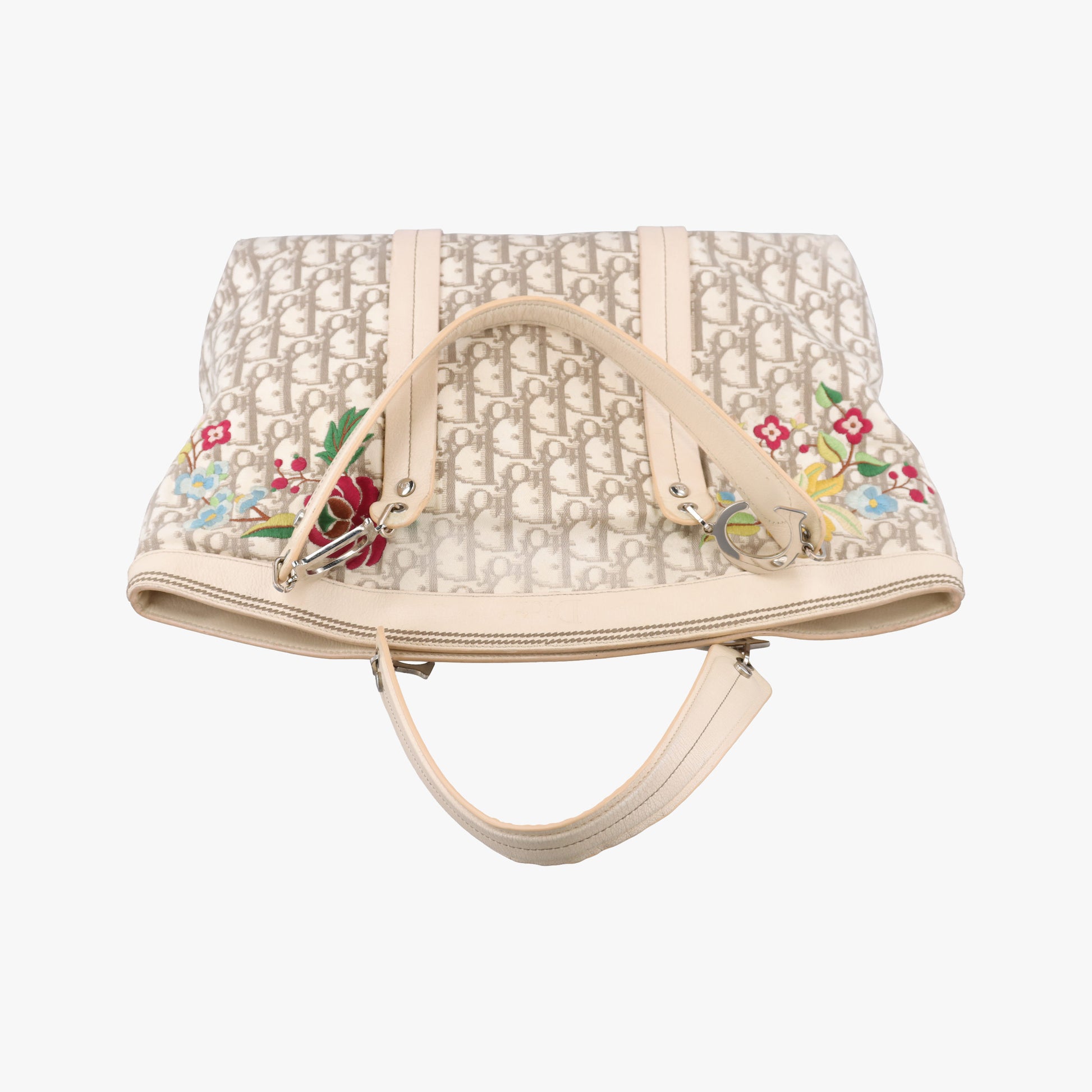 Trotter Flower Line White x Beige x Multicolor Canvas × Leather 05-BO-0035トロッター フラワーライン ホワイト×ベージュ×マルチカラー キャンバス×レザー 05-BO-0035