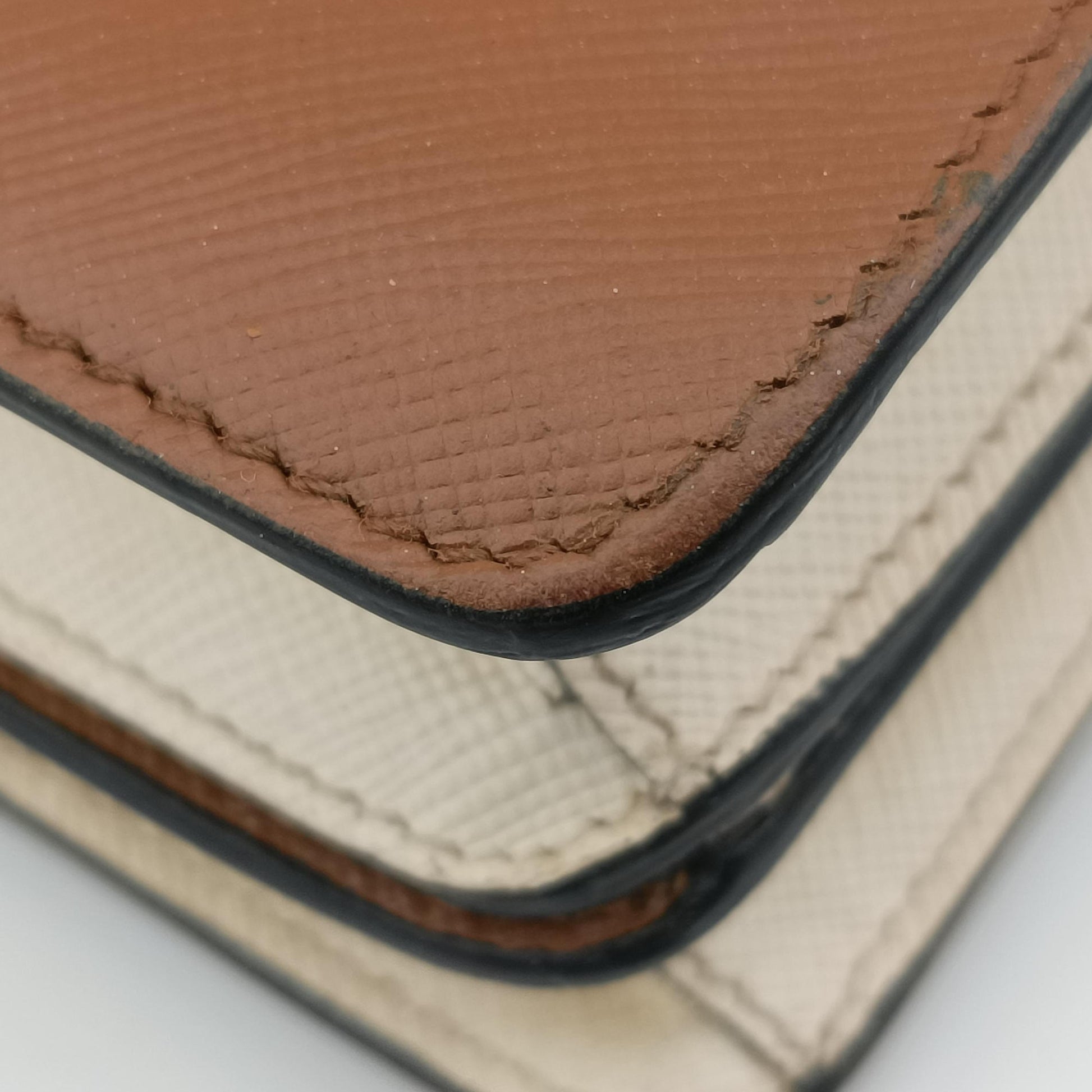 Bicolor Box Brown×White Saffiano Leather 117バイカラーボックス ブラウン×ホワイト サフィアーノレザー 117