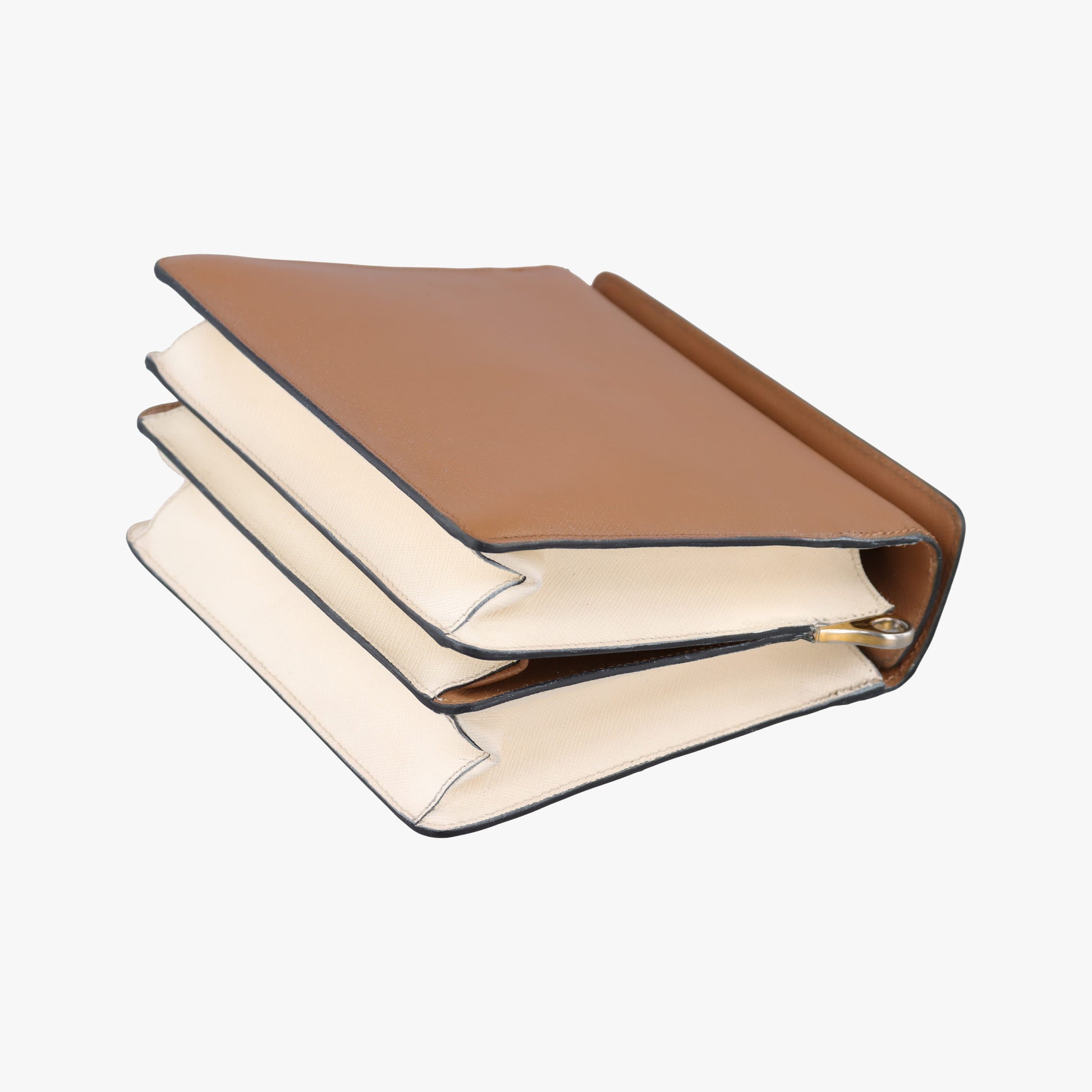 Bicolor Box Brown×White Saffiano Leather 117バイカラーボックス ブラウン×ホワイト サフィアーノレザー 117