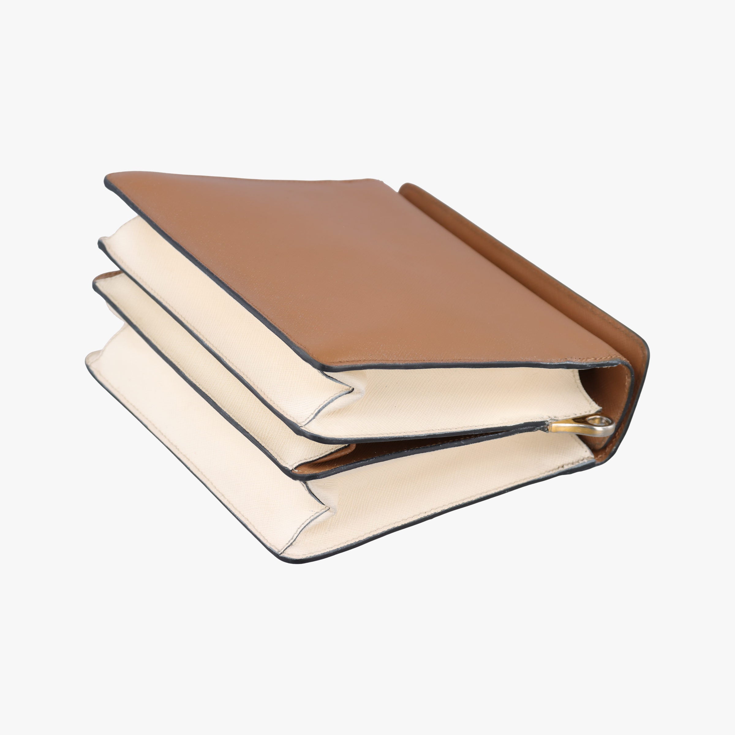 Bicolor Box Brown×White Saffiano Leather 117バイカラーボックス ブラウン×ホワイト サフィアーノレザー 117