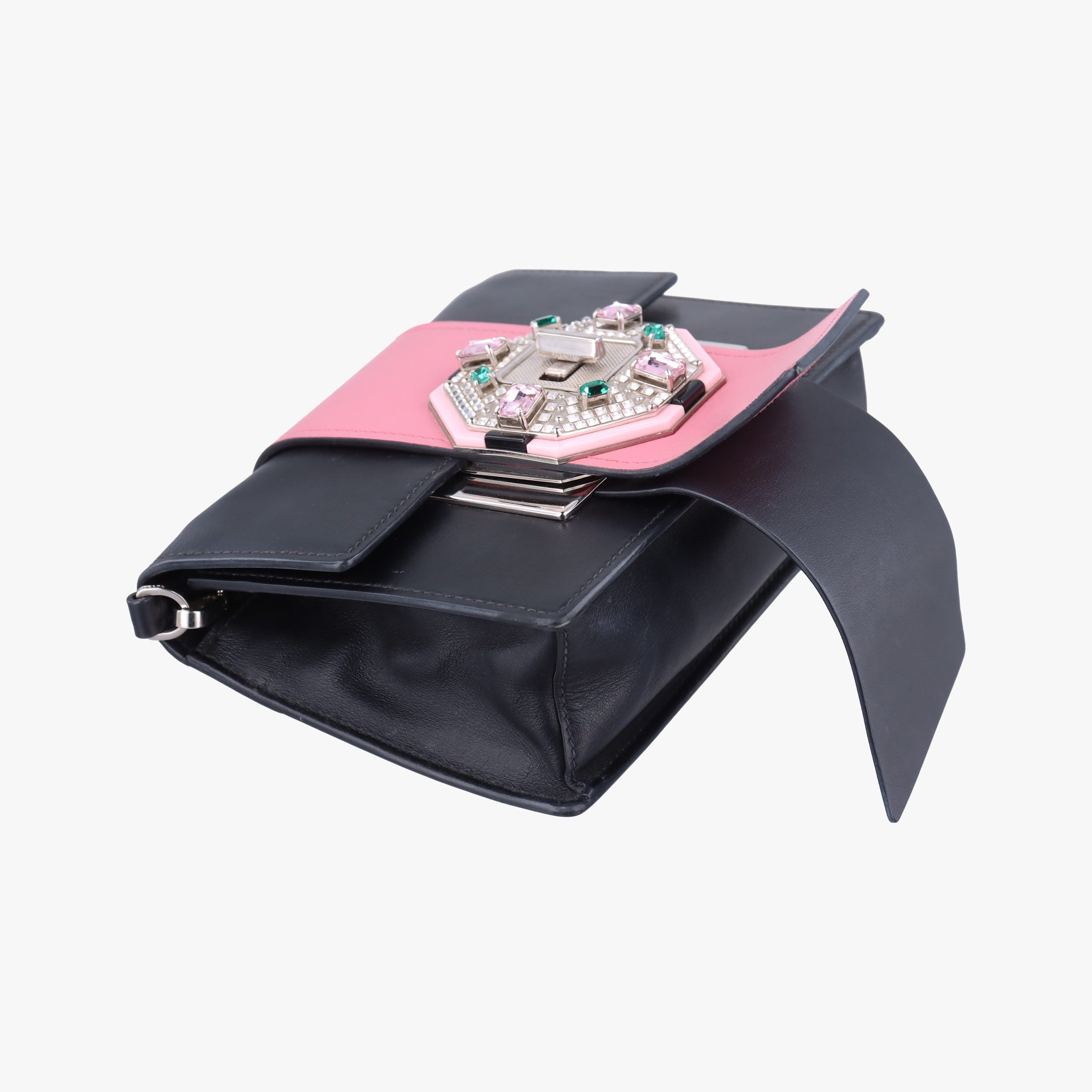 Crystal Ribbons Pink×Black×Multicolour Leather 1BD067 7/Kクリスタルリボン ラインストーン ピンク×ブラック×マルチカラー レザー 1BD067 7/K