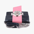 Crystal Ribbons Pink×Black×Multicolour Leather 1BD067 7/Kクリスタルリボン ラインストーン ピンク×ブラック×マルチカラー レザー 1BD067 7/K