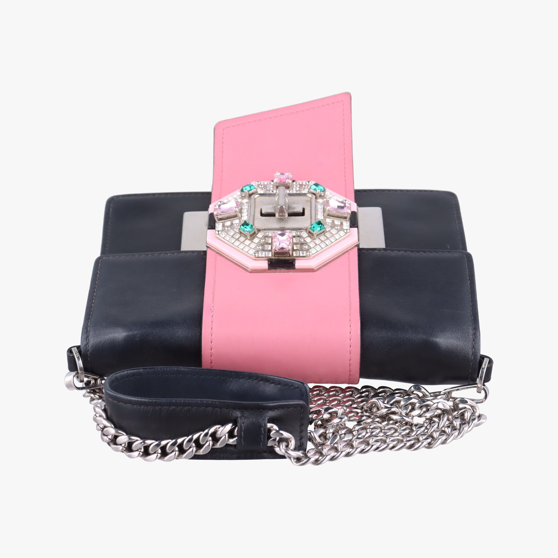 Crystal Ribbons Pink×Black×Multicolour Leather 1BD067 7/Kクリスタルリボン ラインストーン ピンク×ブラック×マルチカラー レザー 1BD067 7/K