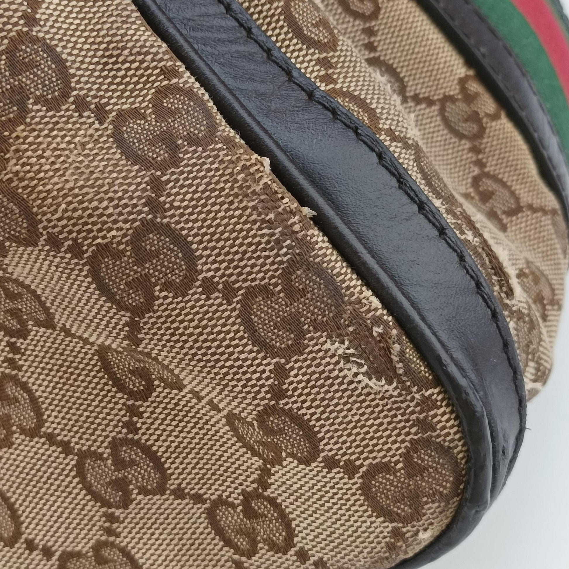 Sherry Line Beige×green×red canvas×leather 247205 B014672296シェリーライン ベージュ×グリーン×レッド キャンバス×レザー 247205 B014672296