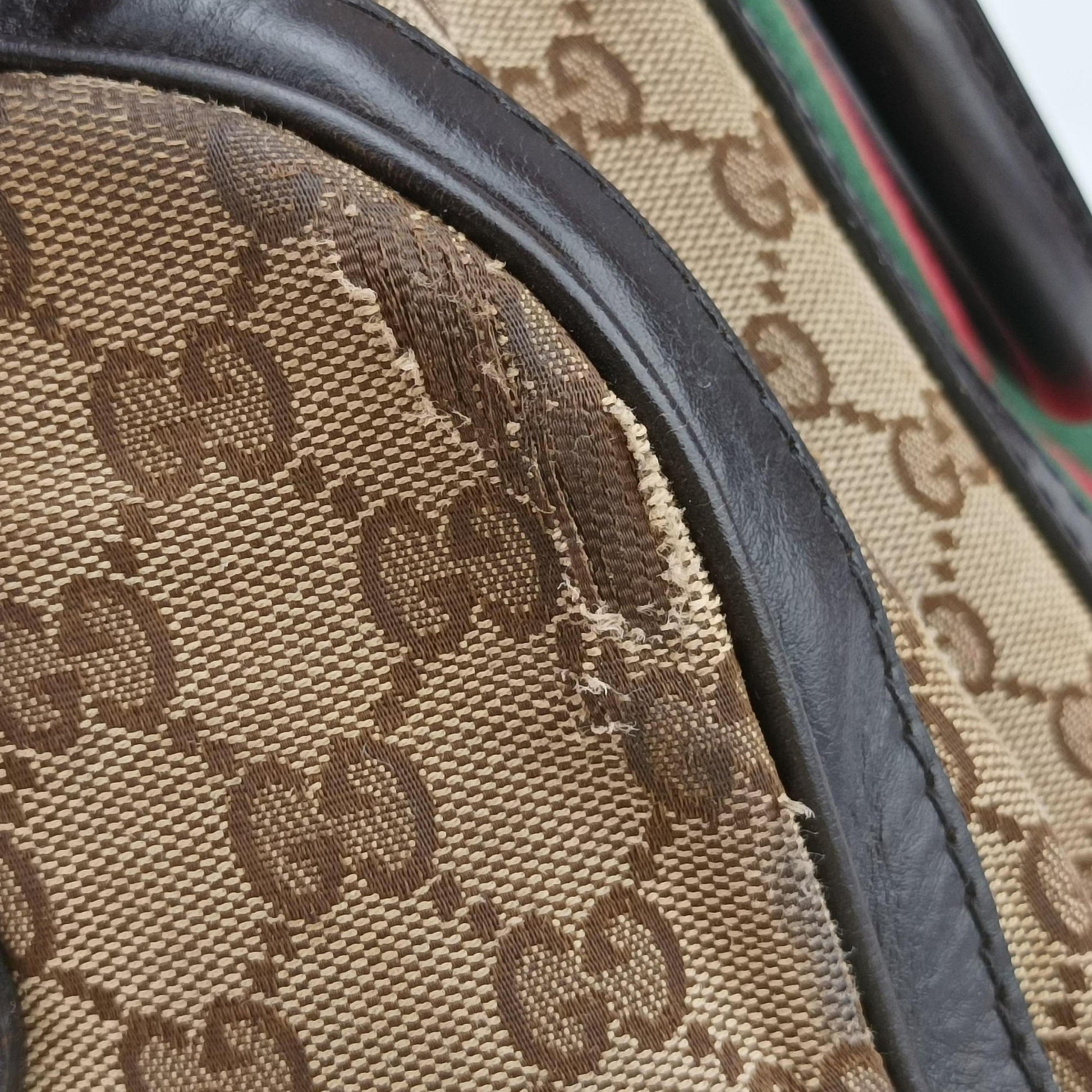 Sherry Line Beige×green×red canvas×leather 247205 B014672296シェリーライン ベージュ×グリーン×レッド キャンバス×レザー 247205 B014672296