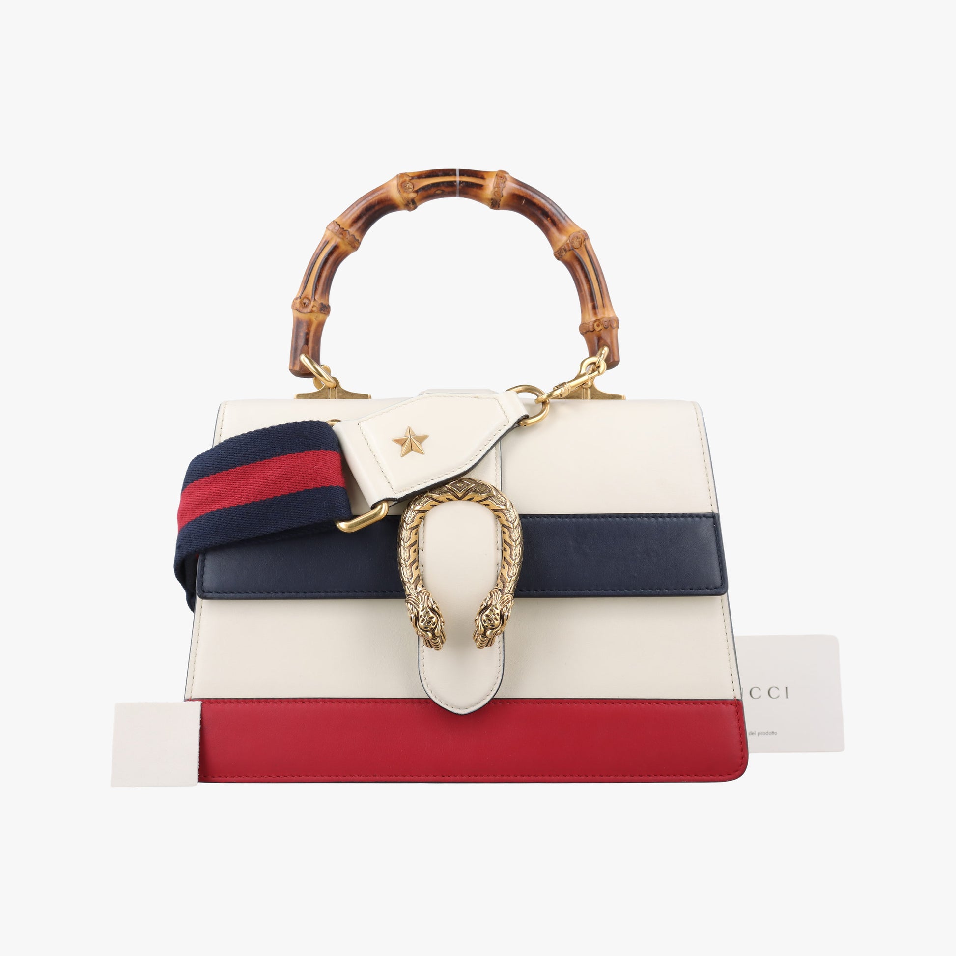 Dionysus bamboo White×navy×red Leather 448075 I020376623ディオニュソス バンブー ホワイト×ネイビー×レッド レザー 448075 I020376623