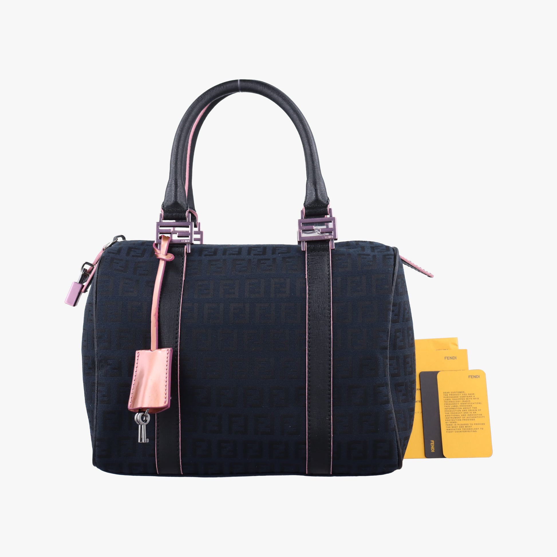 Forever Bauletto Zucchino Black×pink canvas×leather 8BL068 8BL068/HJE 128/2305フォーエバー バウレット  ズッキーノ ブラック×ピンク キャンバス×レザー 8BL068 8BL068/HJE 128/2305