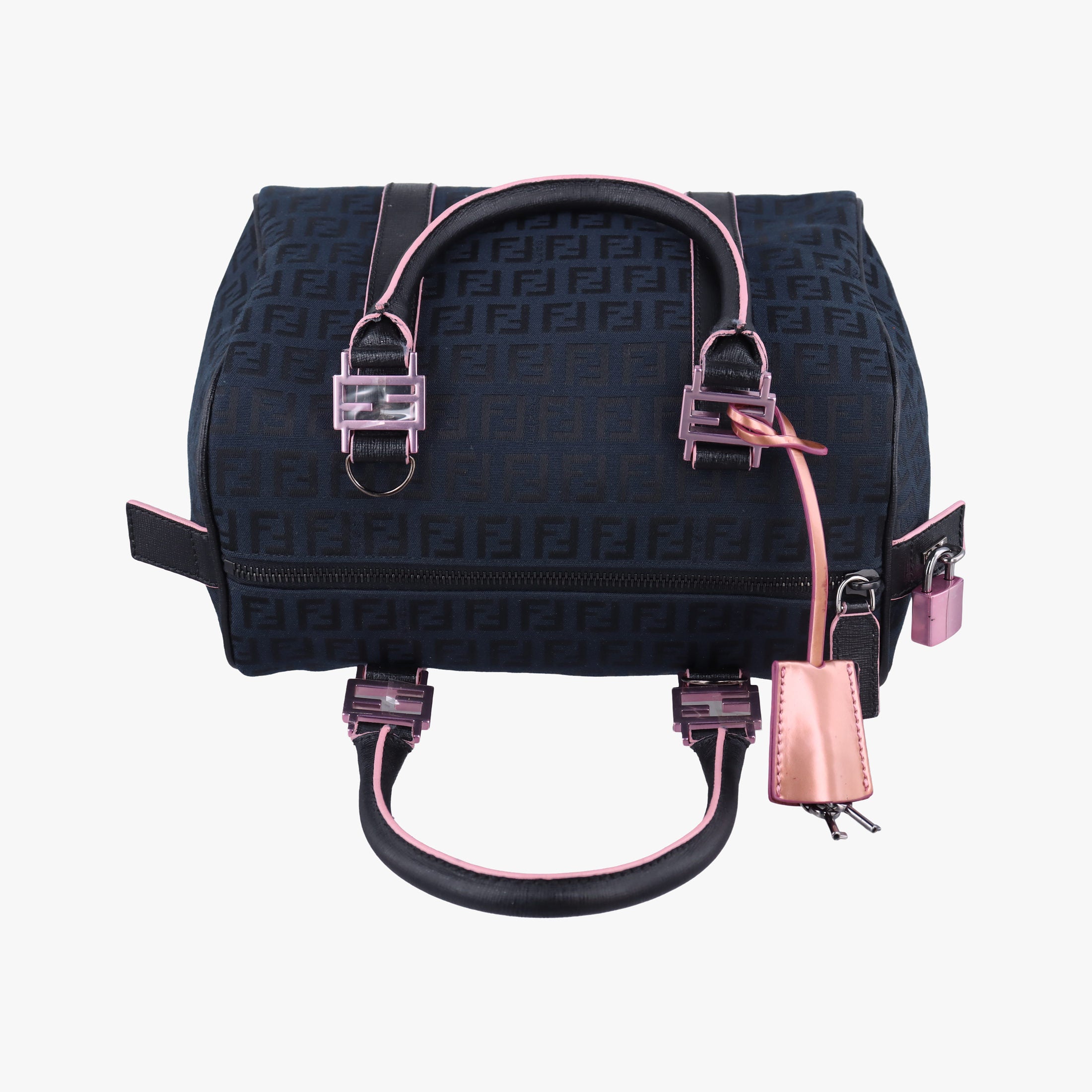 Forever Bauletto Zucchino Black×pink canvas×leather 8BL068 8BL068/HJE 128/2305フォーエバー バウレット  ズッキーノ ブラック×ピンク キャンバス×レザー 8BL068 8BL068/HJE 128/2305