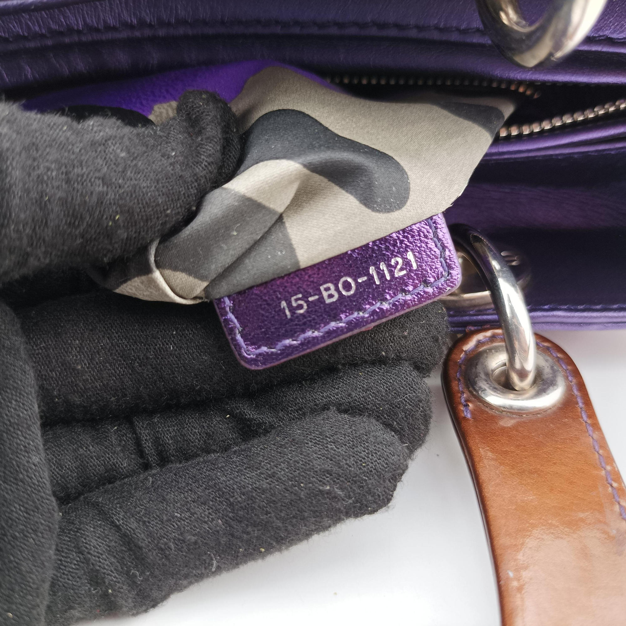 Lady Dior Purple×Orange×Brown Lambskin 15-BO-1121レディディオール パープル×オレンジ×ブラウン ラムスキン 15-BO-1121