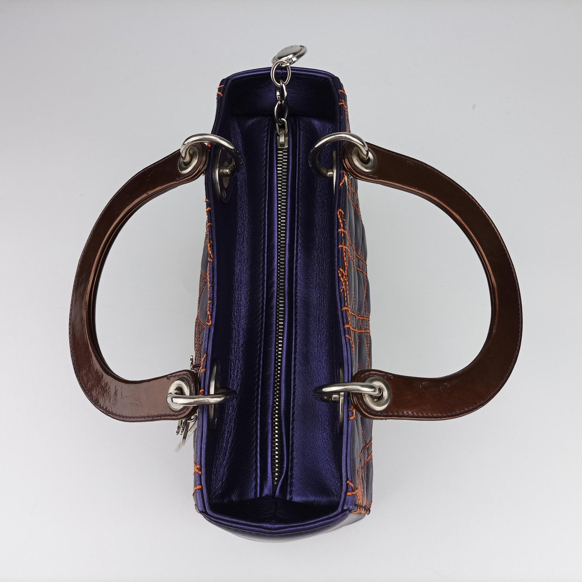 Lady Dior Purple×Orange×Brown Lambskin 15-BO-1121レディディオール パープル×オレンジ×ブラウン ラムスキン 15-BO-1121