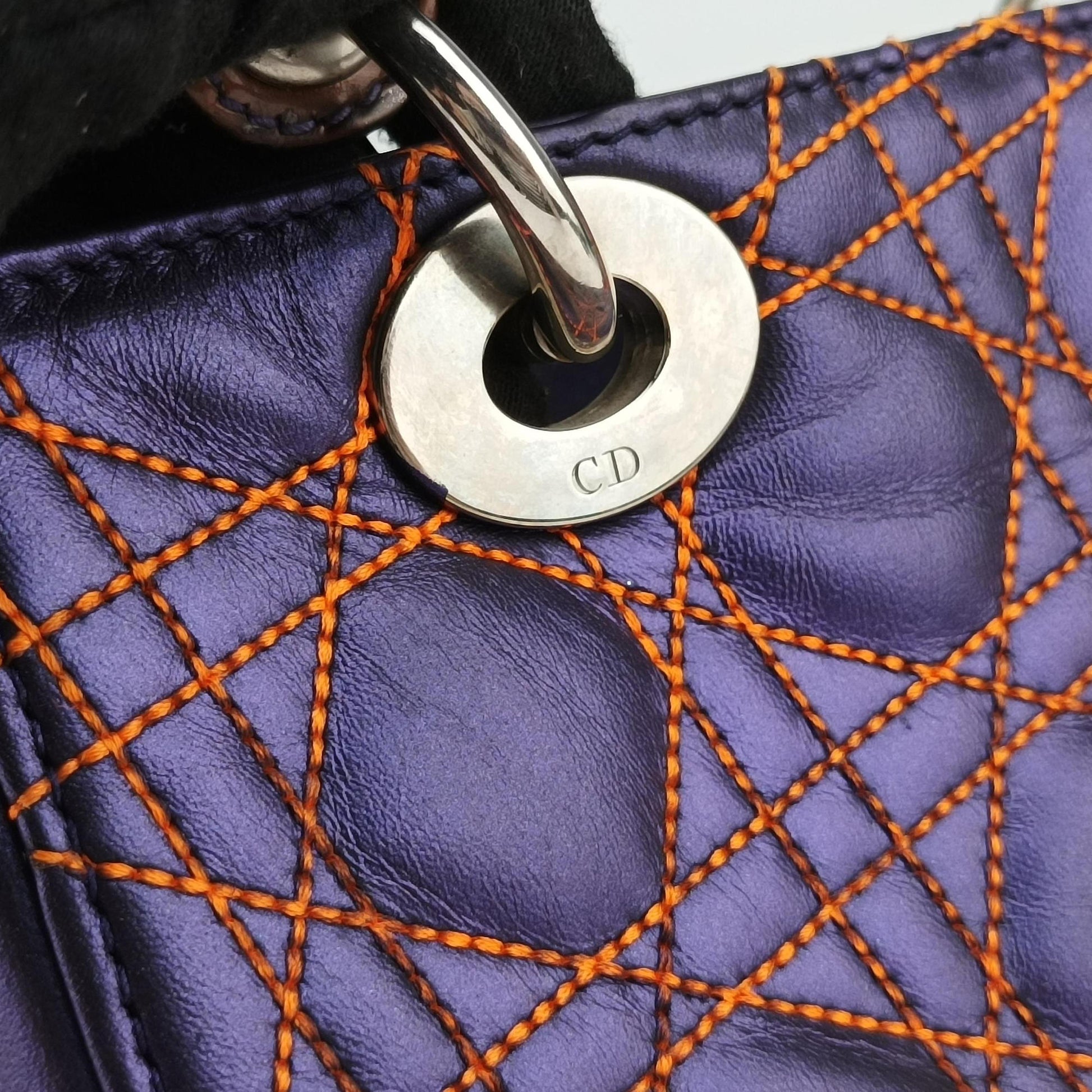 Lady Dior Purple×Orange×Brown Lambskin 15-BO-1121レディディオール パープル×オレンジ×ブラウン ラムスキン 15-BO-1121