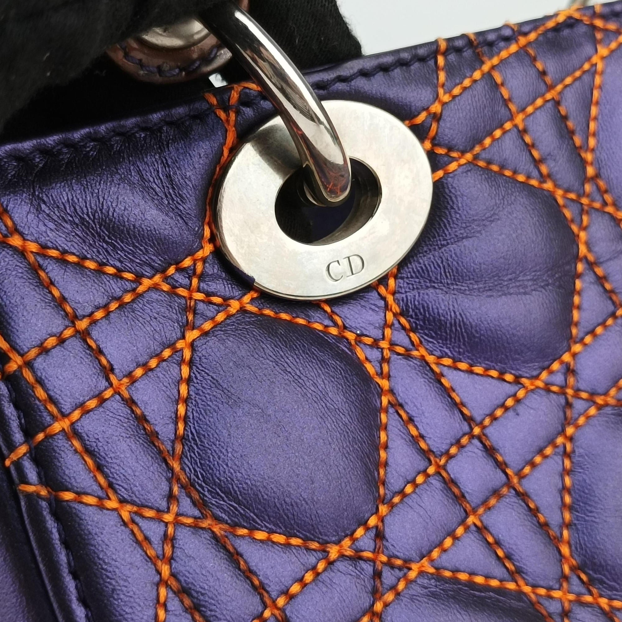 Lady Dior Purple×Orange×Brown Lambskin 15-BO-1121レディディオール パープル×オレンジ×ブラウン ラムスキン 15-BO-1121