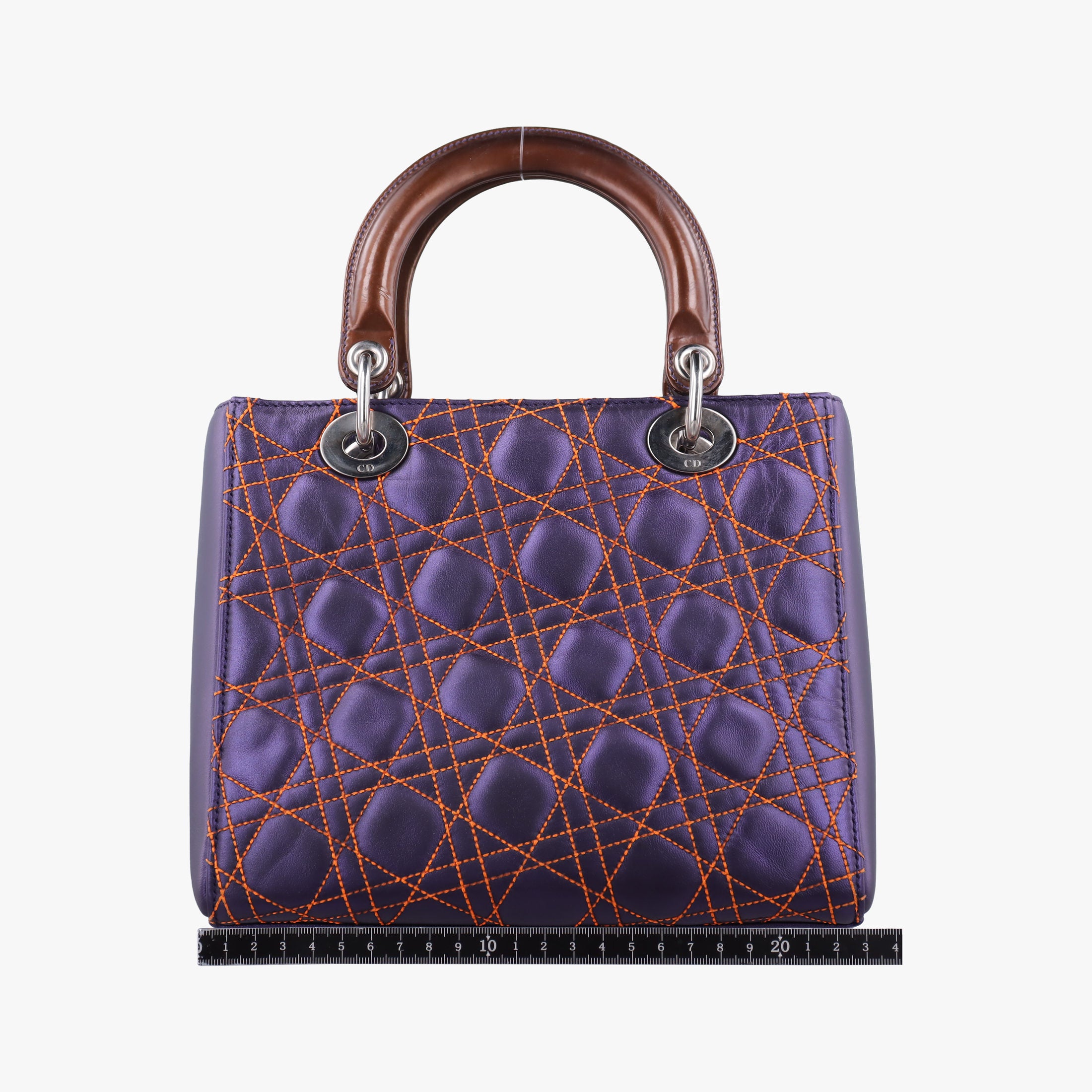 Lady Dior Purple×Orange×Brown Lambskin 15-BO-1121レディディオール パープル×オレンジ×ブラウン ラムスキン 15-BO-1121