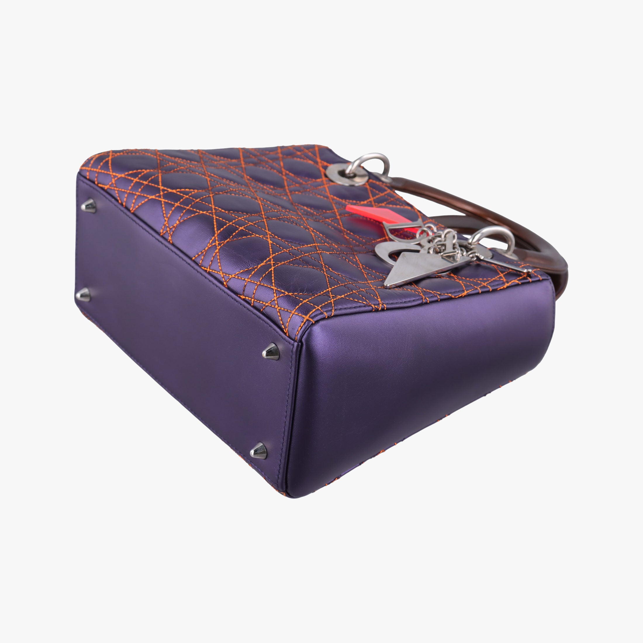 Lady Dior Purple×Orange×Brown Lambskin 15-BO-1121レディディオール パープル×オレンジ×ブラウン ラムスキン 15-BO-1121