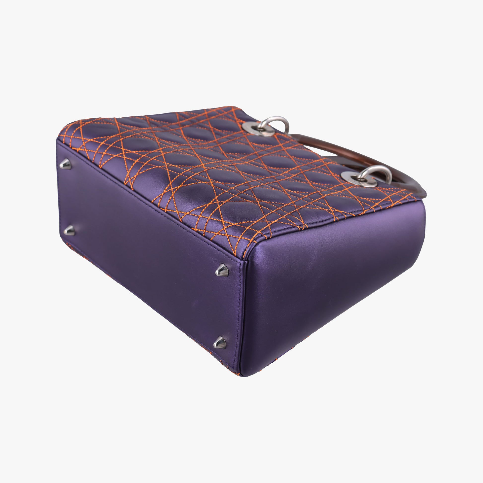 Lady Dior Purple×Orange×Brown Lambskin 15-BO-1121レディディオール パープル×オレンジ×ブラウン ラムスキン 15-BO-1121