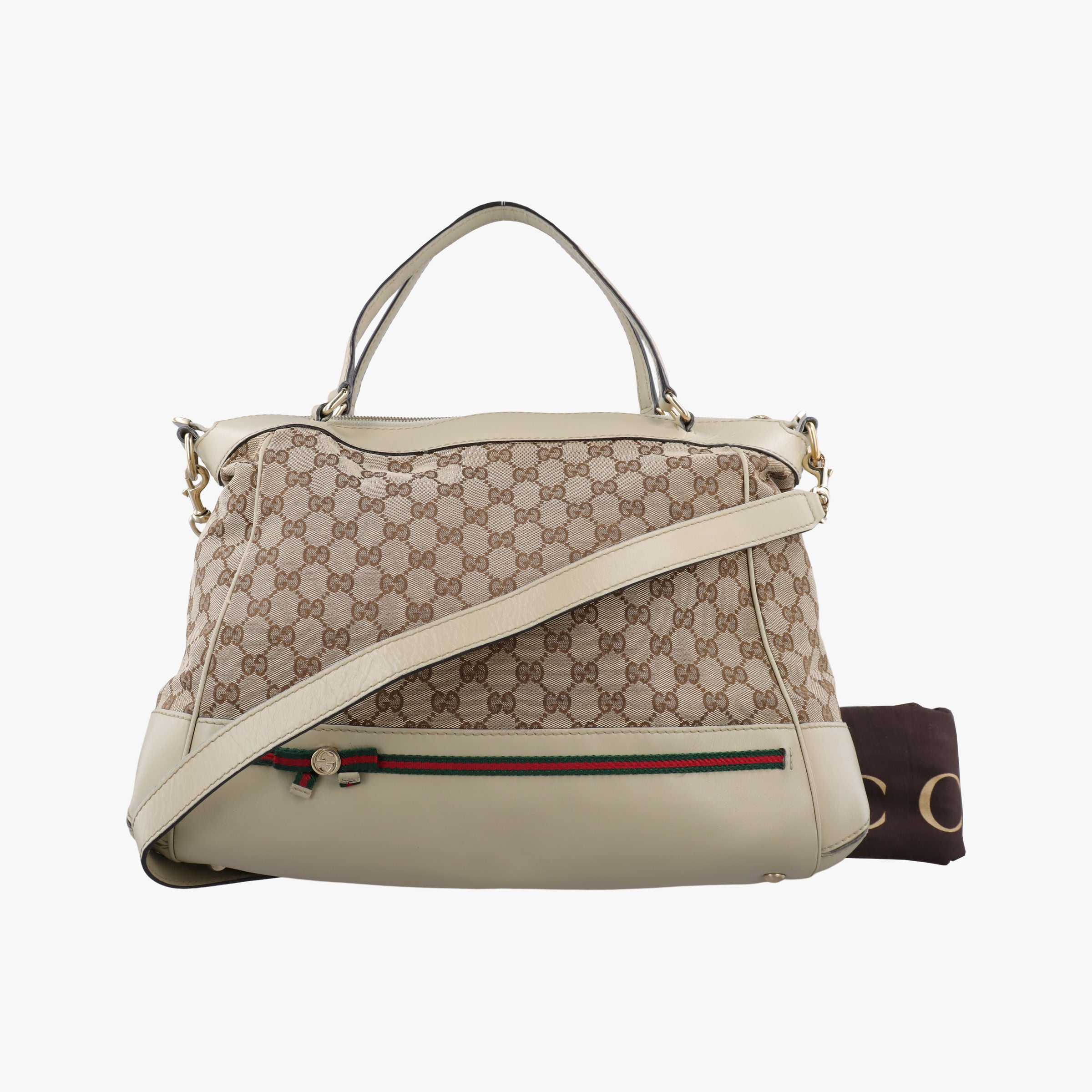 Mayfair Bow Tote Brown x White x Red x Green Canvas × Leather 257349 H010710480メイフェア ボウ トート ブラウン×ホワイト×レッド×グリーン キャンバス×レザー 257349 H010710480