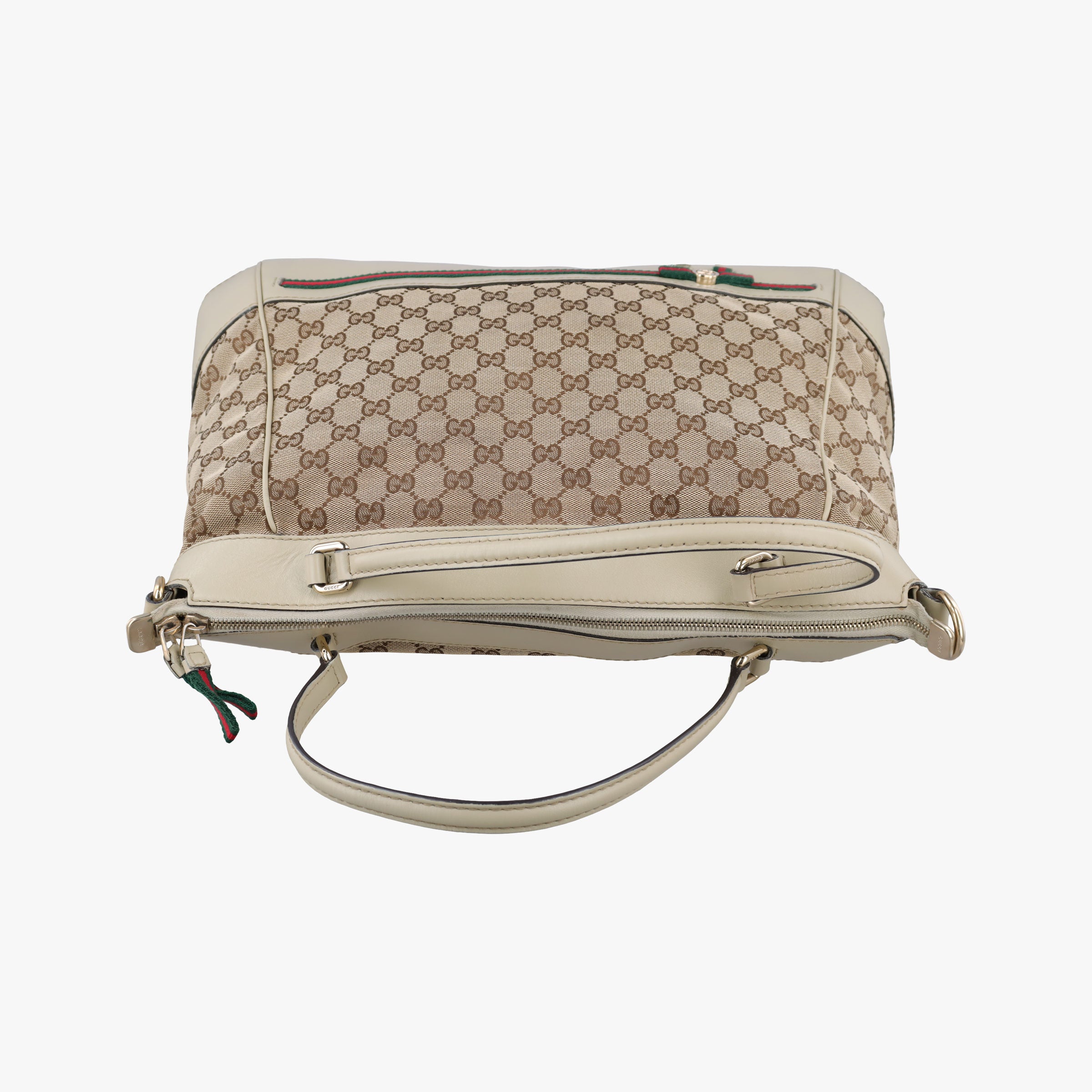 Mayfair Bow Tote Brown x White x Red x Green Canvas × Leather 257349 H010710480メイフェア ボウ トート ブラウン×ホワイト×レッド×グリーン キャンバス×レザー 257349 H010710480