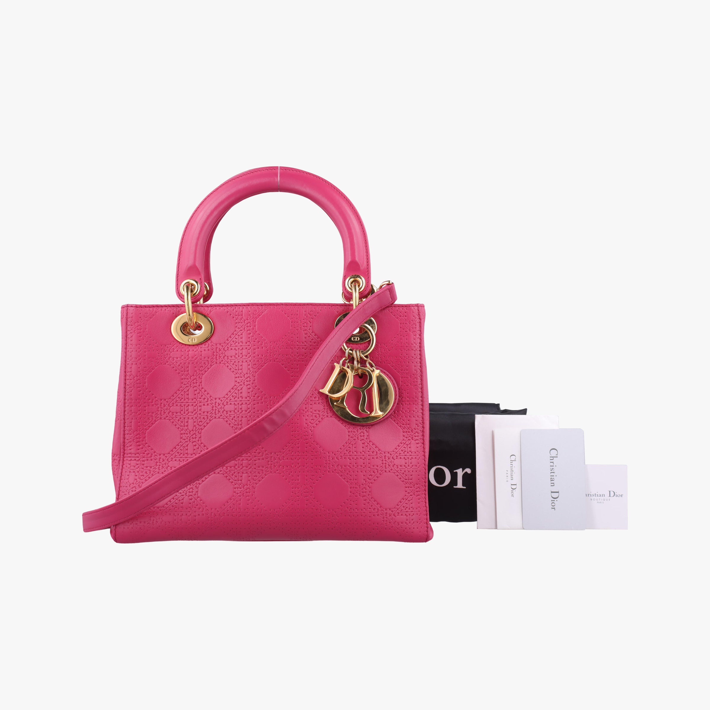 Lady Dior Rose leather 05-MA-1017レディディオール ローズ レッド レザー 05-MA-1017