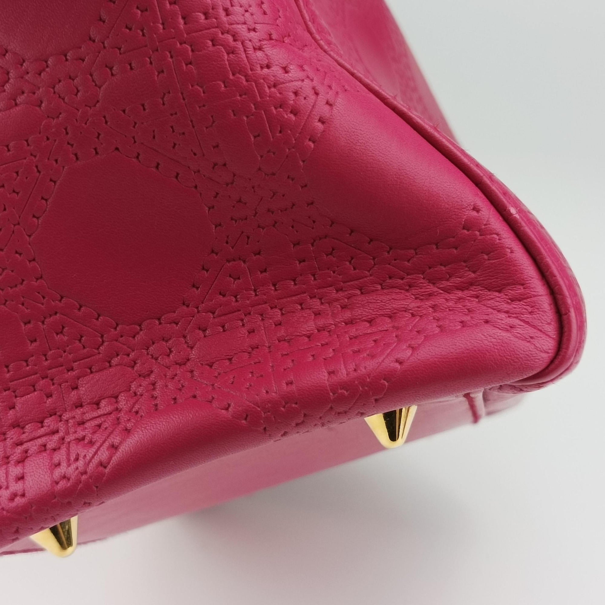 Lady Dior Rose leather 05-MA-1017レディディオール ローズ レッド レザー 05-MA-1017