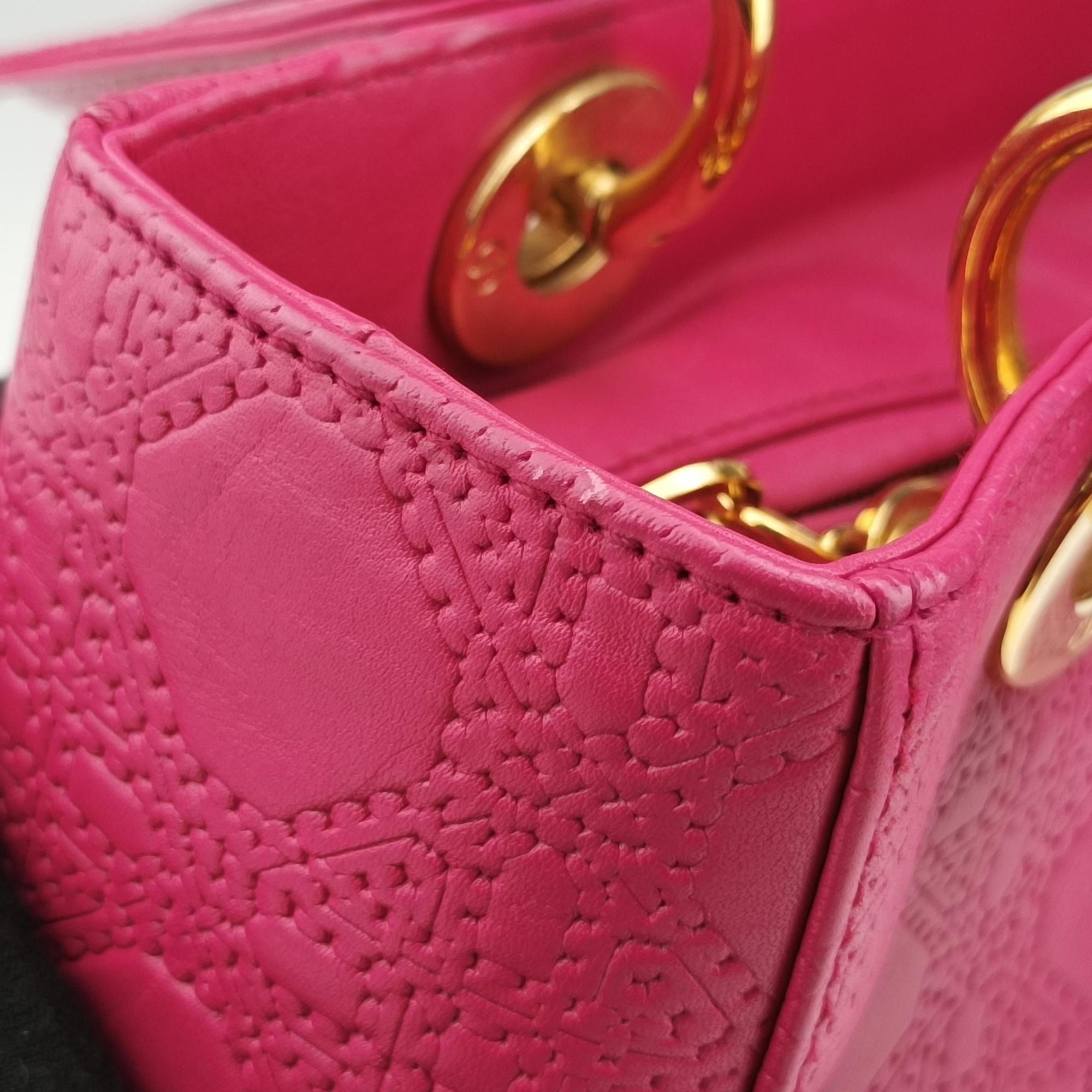 Lady Dior Rose leather 05-MA-1017レディディオール ローズ レッド レザー 05-MA-1017