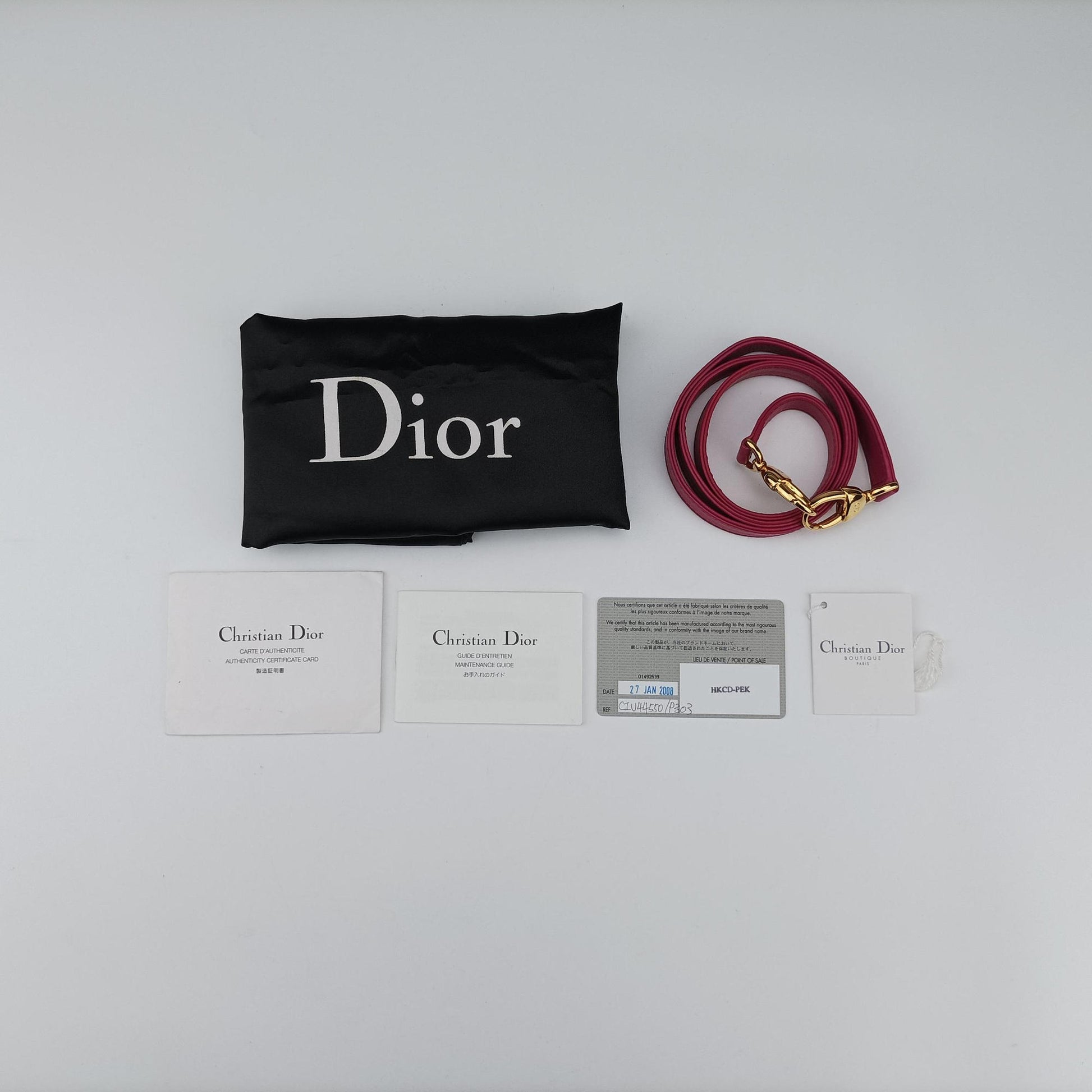 Lady Dior Rose leather 05-MA-1017レディディオール ローズ レッド レザー 05-MA-1017