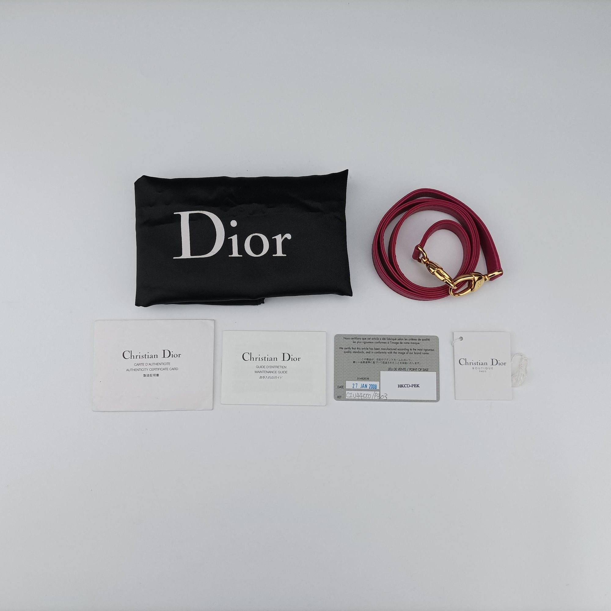 Lady Dior Rose leather 05-MA-1017レディディオール ローズ レッド レザー 05-MA-1017