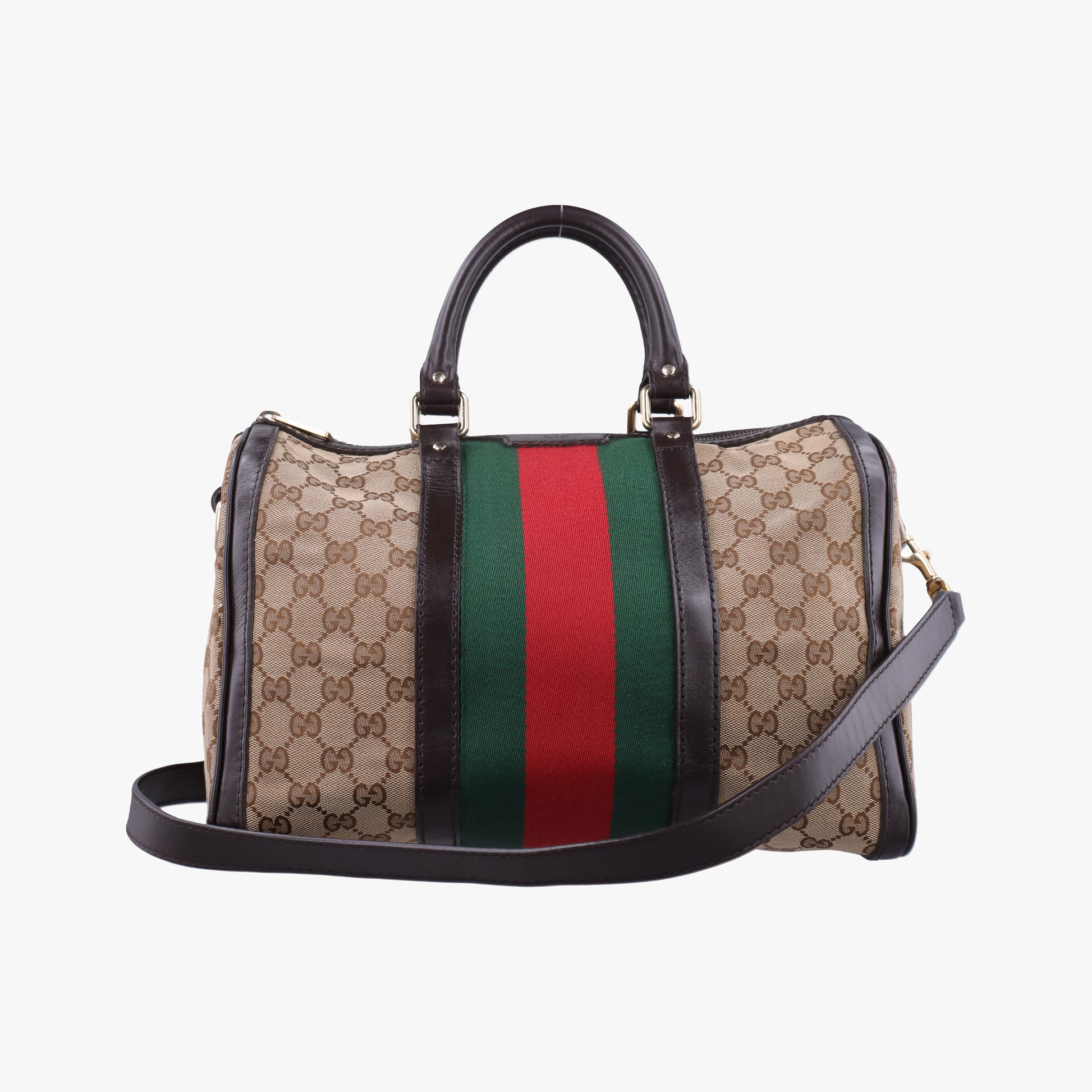 Sherry Line Beige×green×red×Brown canvas×leather 247205 E014989970シェリーライン ベージュ×グリーン×レッド×ブラウン キャンバス×レザー 247205 E014989970
