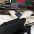 Sherry Line Beige×green×red×Brown canvas×leather 247205 E014989970シェリーライン ベージュ×グリーン×レッド×ブラウン キャンバス×レザー 247205 E014989970