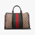 Sherry Line Beige×green×red×Brown canvas×leather 247205 E014989970シェリーライン ベージュ×グリーン×レッド×ブラウン キャンバス×レザー 247205 E014989970