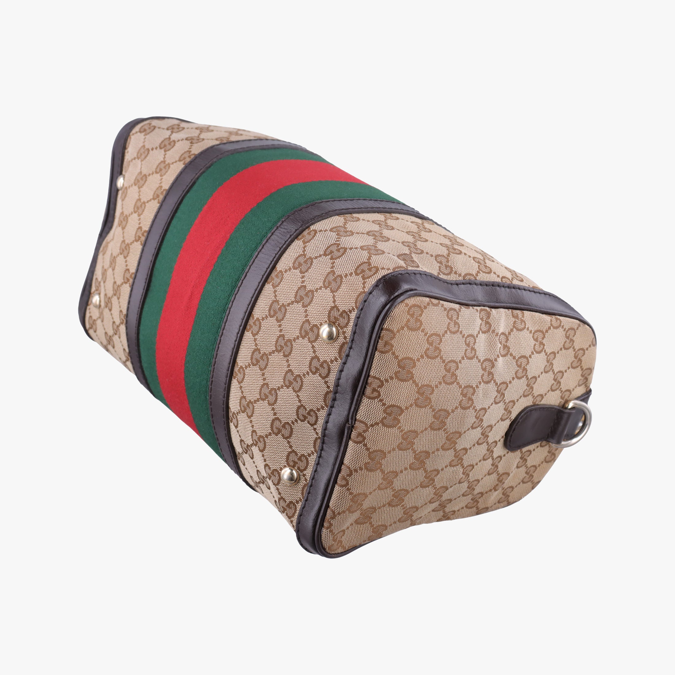 Sherry Line Beige×green×red×Brown canvas×leather 247205 E014989970シェリーライン ベージュ×グリーン×レッド×ブラウン キャンバス×レザー 247205 E014989970