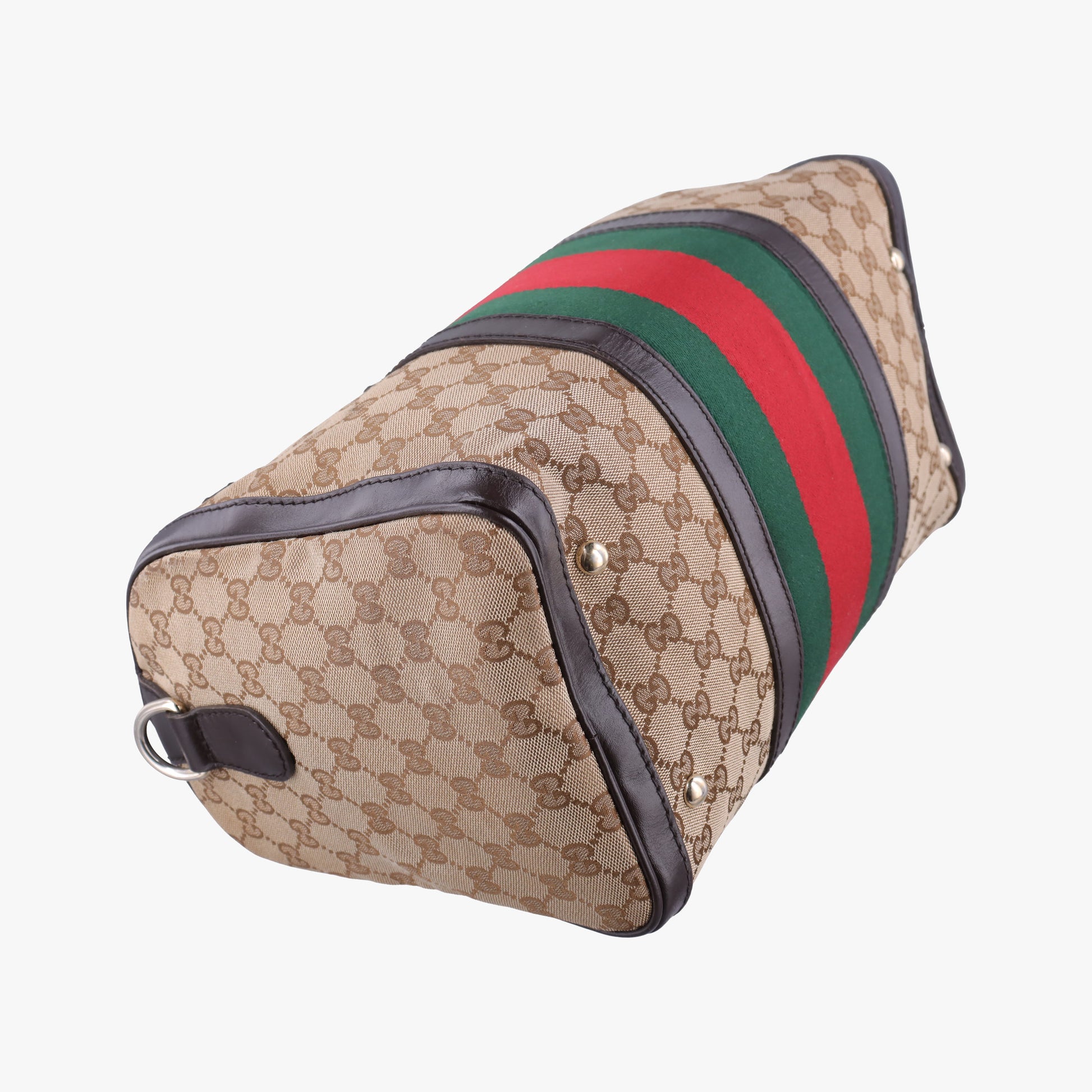 Sherry Line Beige×green×red×Brown canvas×leather 247205 E014989970シェリーライン ベージュ×グリーン×レッド×ブラウン キャンバス×レザー 247205 E014989970