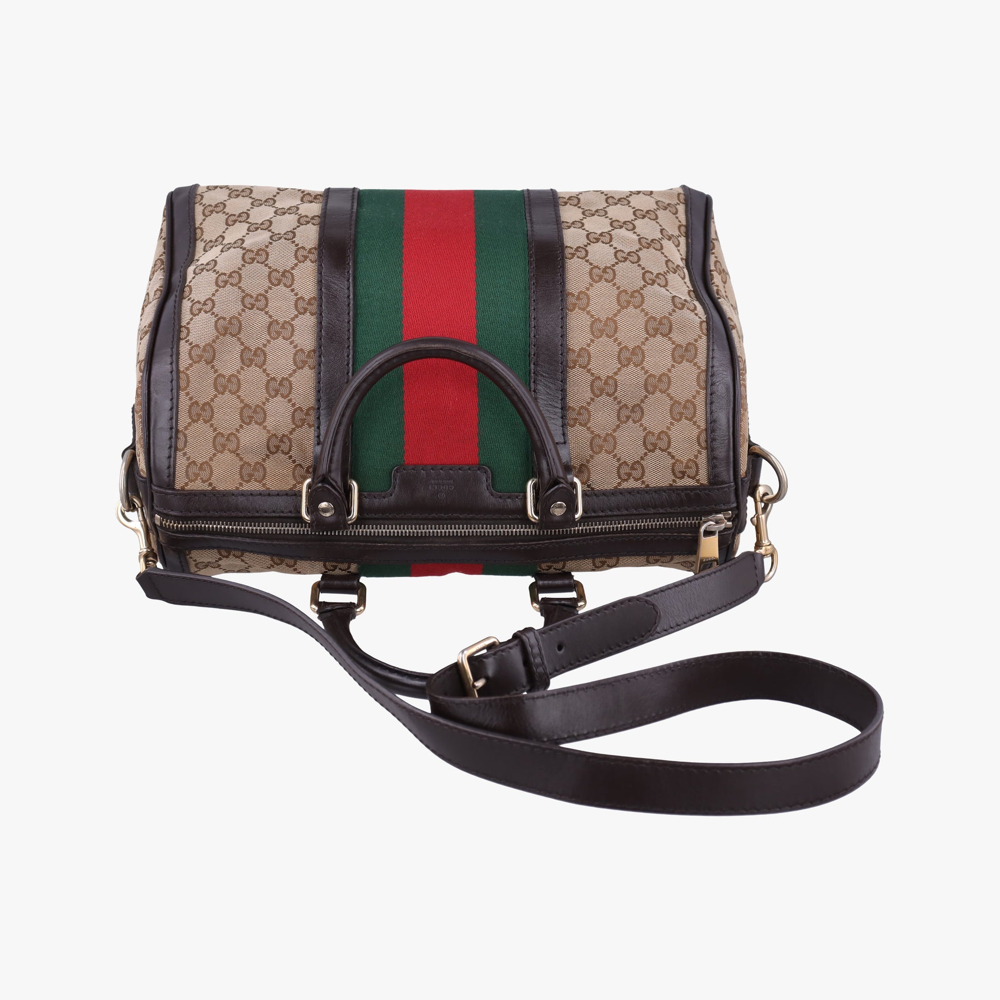 Sherry Line Beige×green×red×Brown canvas×leather 247205 E014989970シェリーライン ベージュ×グリーン×レッド×ブラウン キャンバス×レザー 247205 E014989970