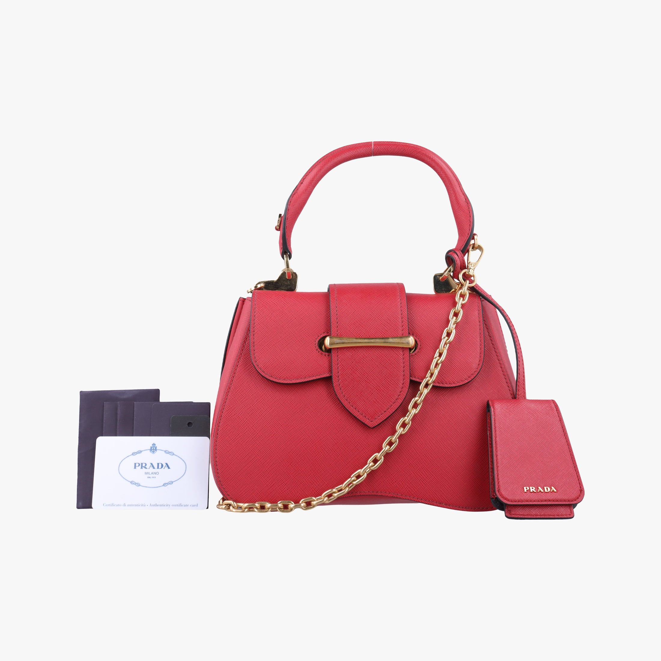Sidonie Red Saffiano Leather 1BN005 7/Dシドニー  レッド サフィアーノレザー 1BN005 7/D