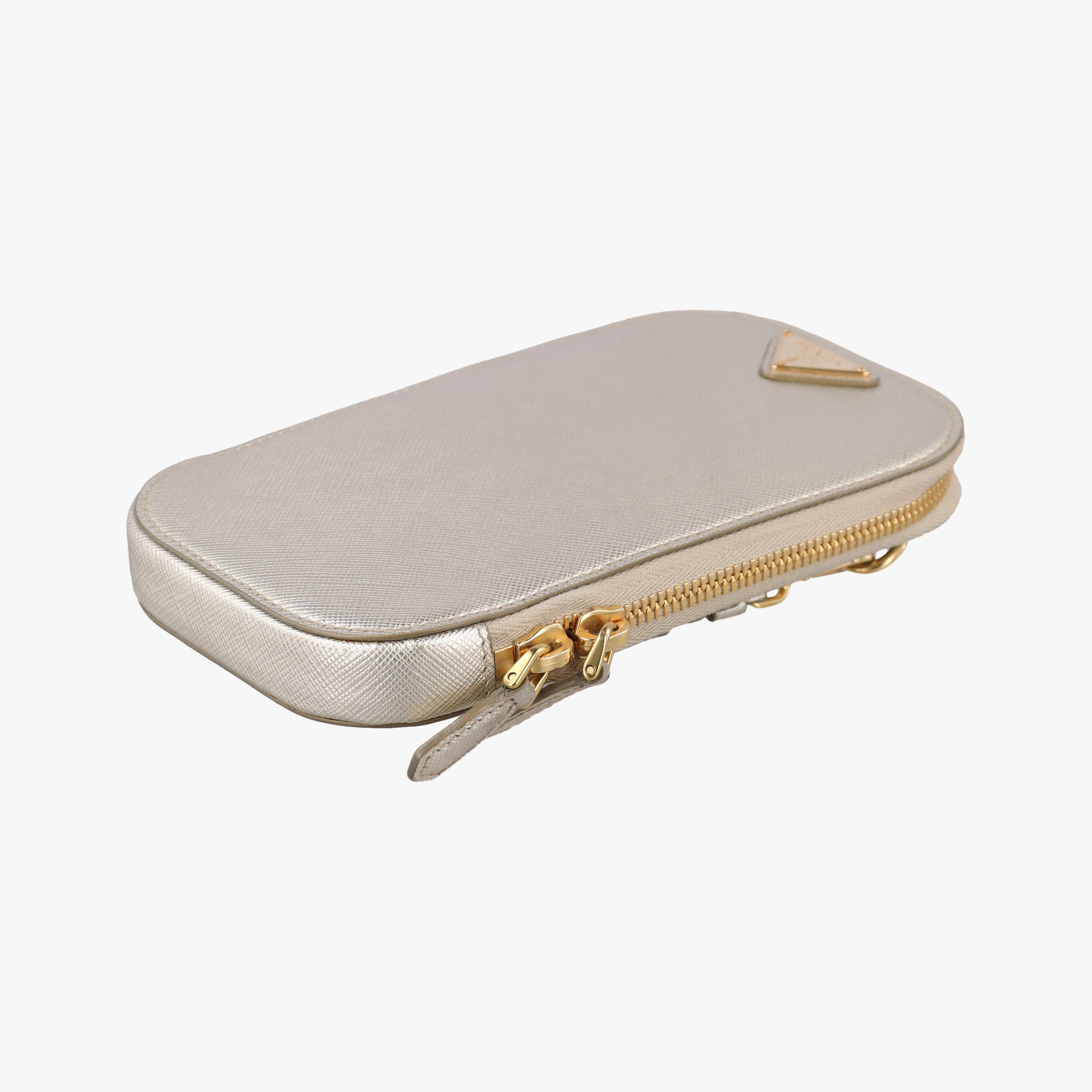Triangle logo Golden Saffiano Leather 1DH030 85トライアングルロゴ ゴールド サフィアーノレザー 1DH030 85