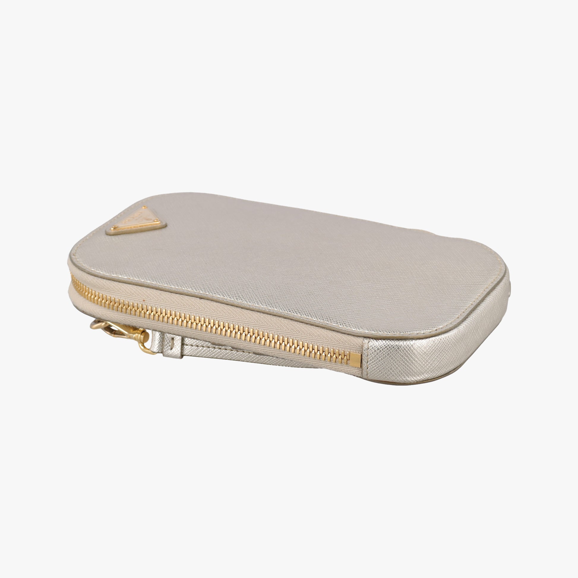 Triangle logo Golden Saffiano Leather 1DH030 85トライアングルロゴ ゴールド サフィアーノレザー 1DH030 85
