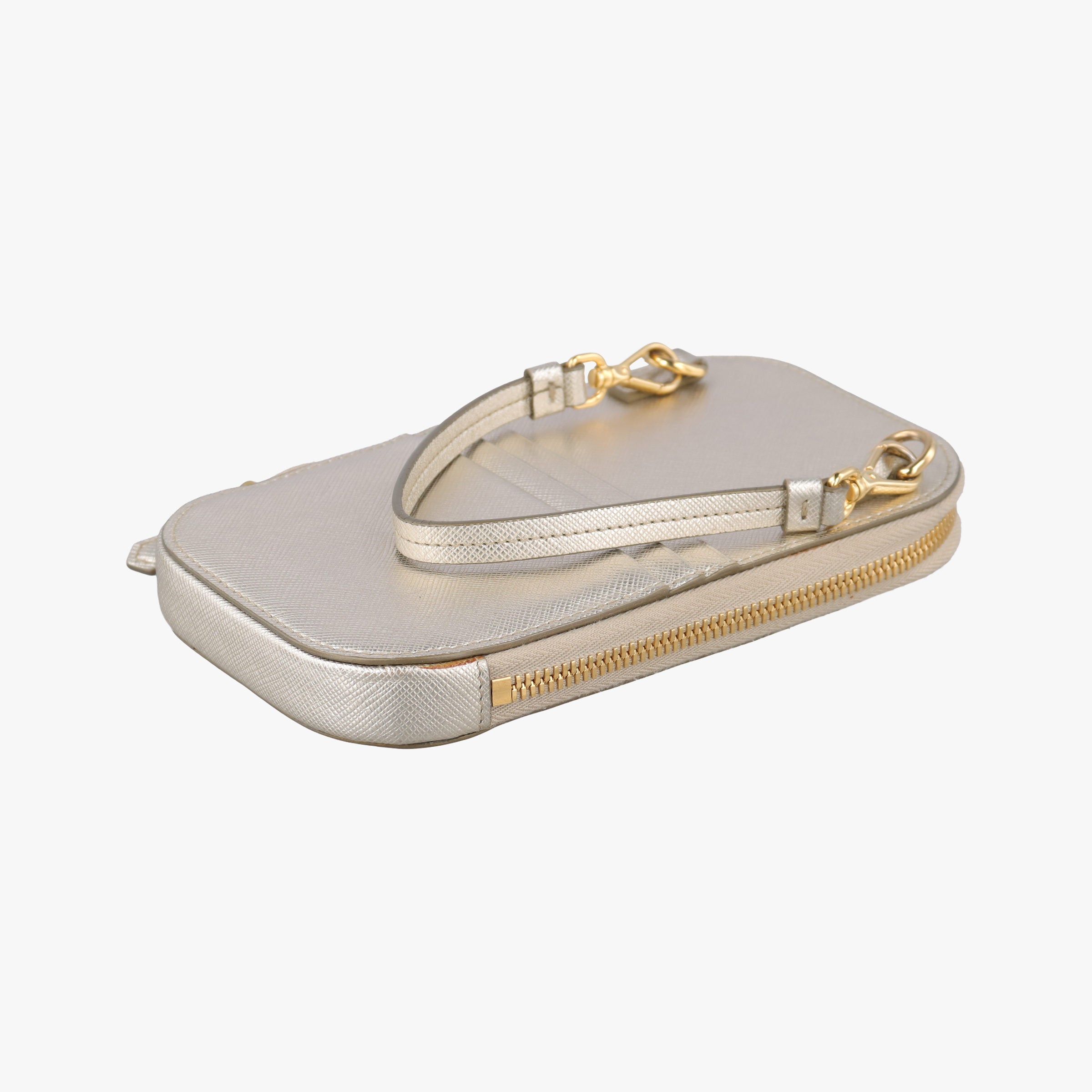 Triangle logo Golden Saffiano Leather 1DH030 85トライアングルロゴ ゴールド サフィアーノレザー 1DH030 85