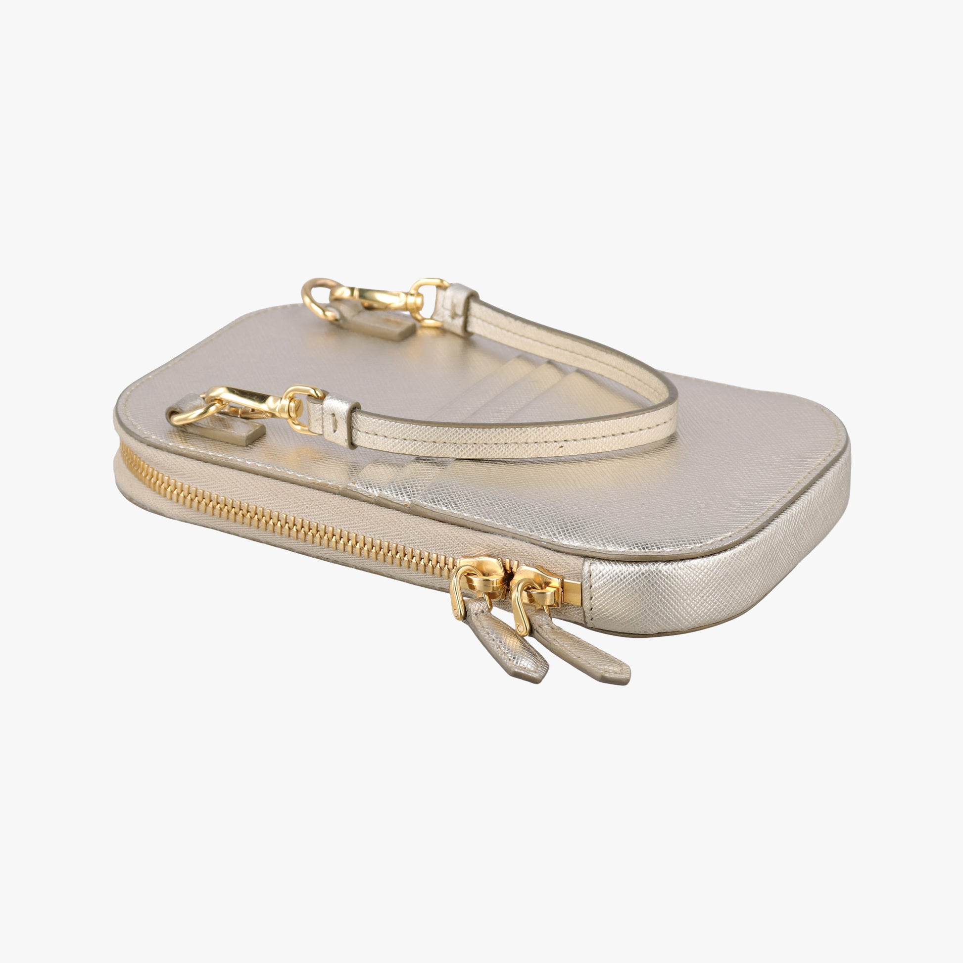 Triangle logo Golden Saffiano Leather 1DH030 85トライアングルロゴ ゴールド サフィアーノレザー 1DH030 85