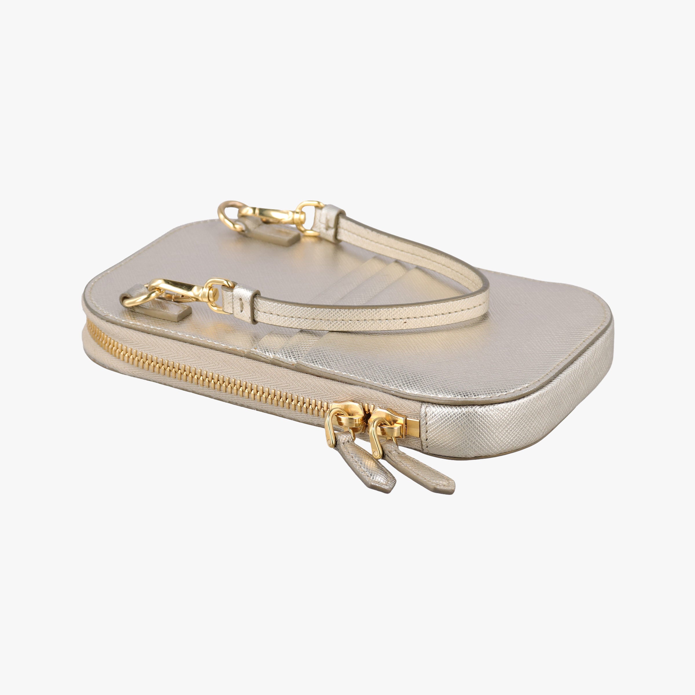 Triangle logo Golden Saffiano Leather 1DH030 85トライアングルロゴ ゴールド サフィアーノレザー 1DH030 85