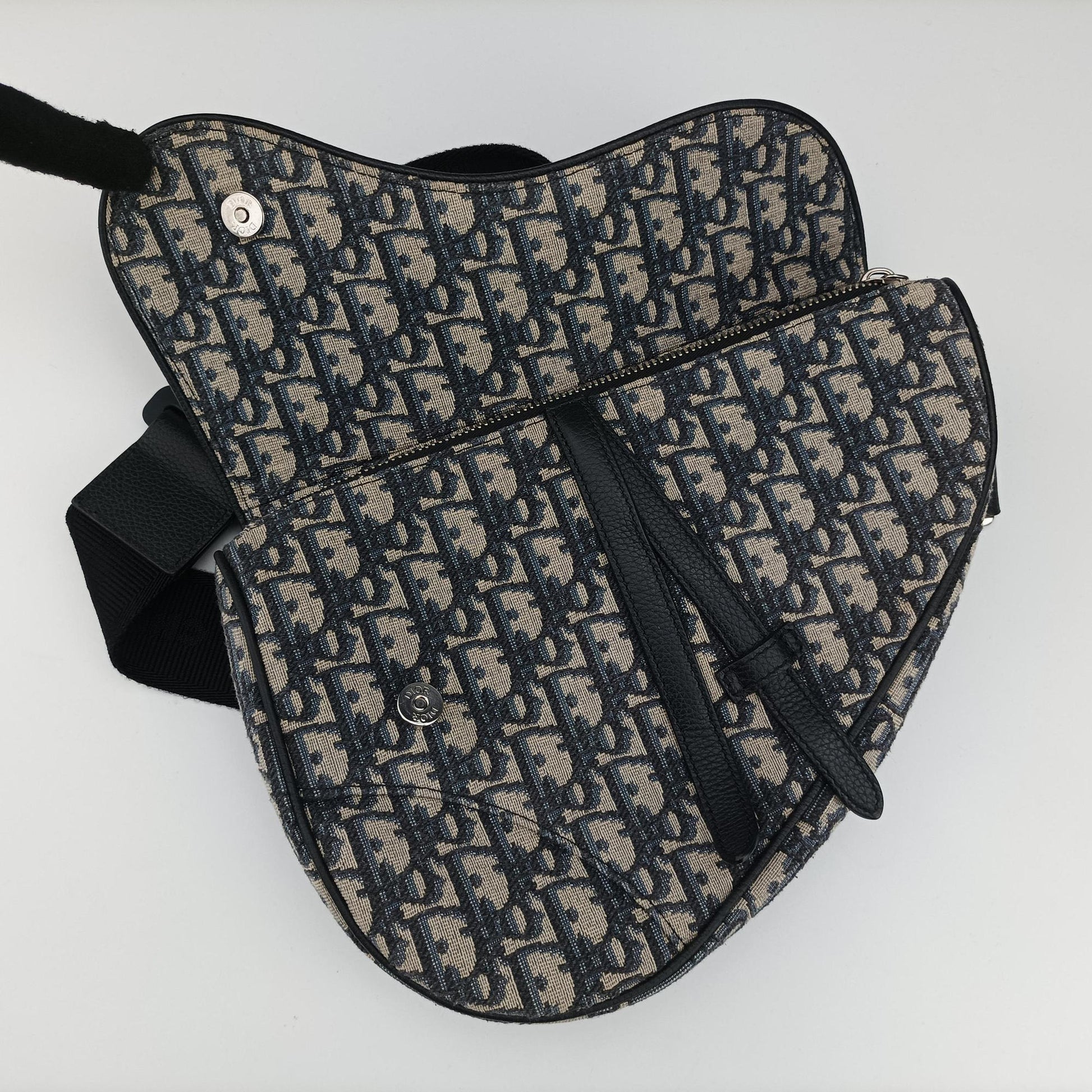 Saddlebags Gray×Navy×Black Jacquard×Leather 16-BO-0252サドルバッグ グレー×ネイビー×ブラック ジャガード×レザー 16-BO-0252