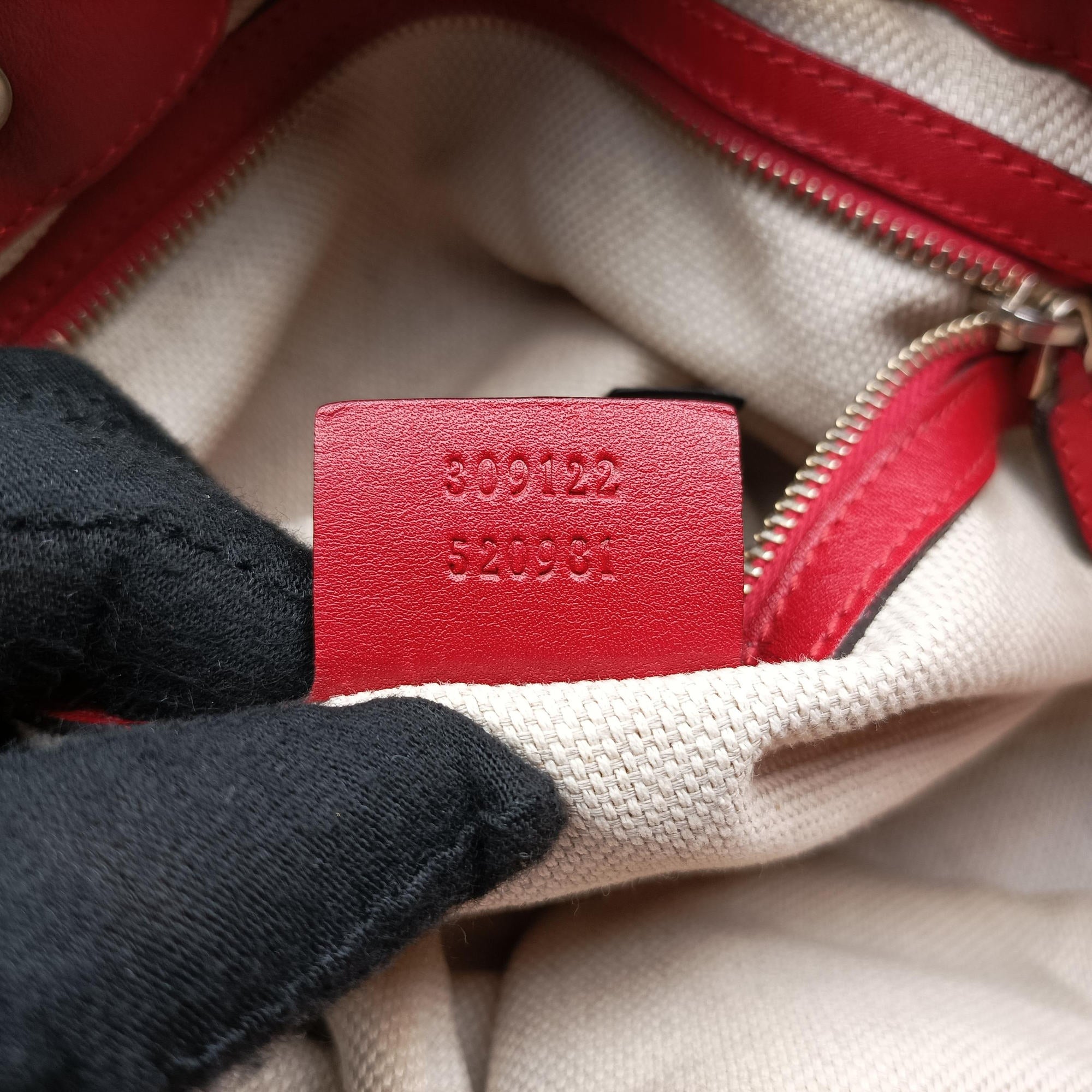 Valentine heart charm beige×red canvas×leather 309122 B018648405バレンタイン ハートチャーム ベージュ×レッド キャンバス×レザー 309122 B018648405