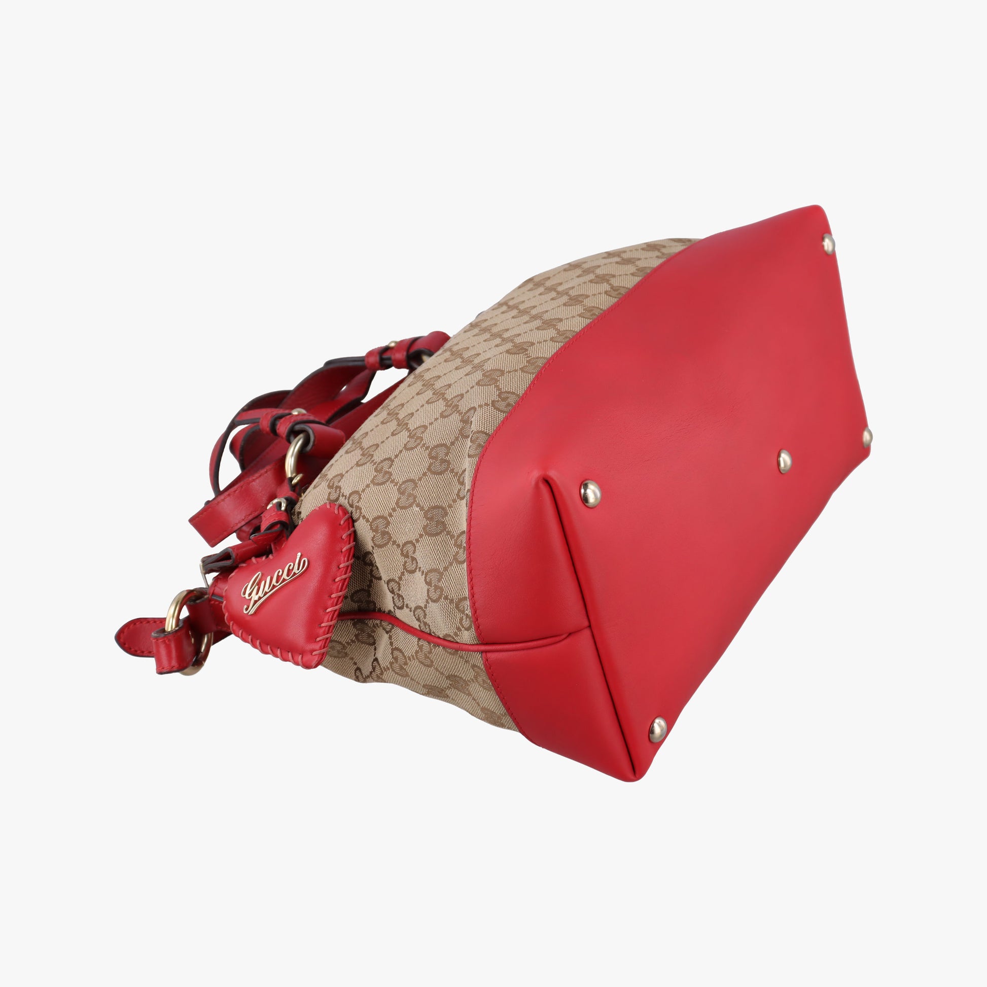 Valentine heart charm beige×red canvas×leather 309122 B018648405バレンタイン ハートチャーム ベージュ×レッド キャンバス×レザー 309122 B018648405