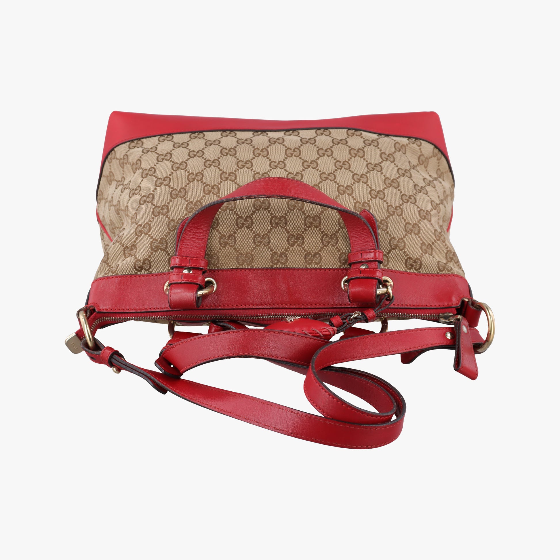 Valentine heart charm beige×red canvas×leather 309122 B018648405バレンタイン ハートチャーム ベージュ×レッド キャンバス×レザー 309122 B018648405
