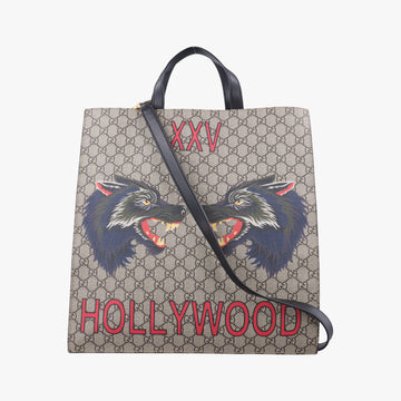 GG Supreme Wolf Print beige×Multicolour PVC coated canvasｘLeather 450950 H023639578GGスプリーム ウルフ プリント ベージュ×マルチカラー PVCコーティングキャンバスｘレザー 450950 H023639578