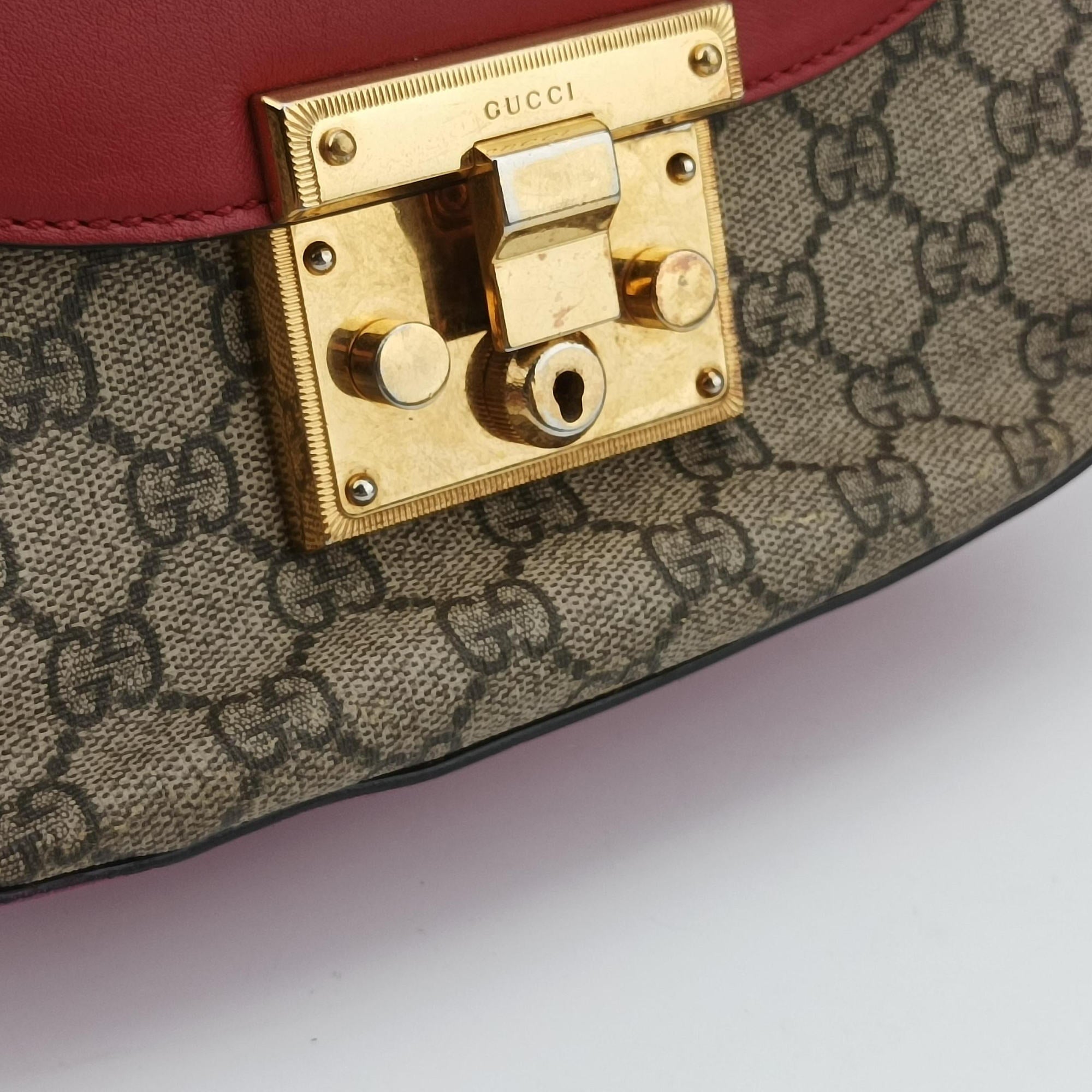 GG Supreme Padlock Beige×Red×Multicolour PVC coated canvas×Leather 453189 A021069765GG スプリーム パドロック ベージュ×レッド×マルチカラー PVCコーティングキャンバス×レザー 453189 A021069765