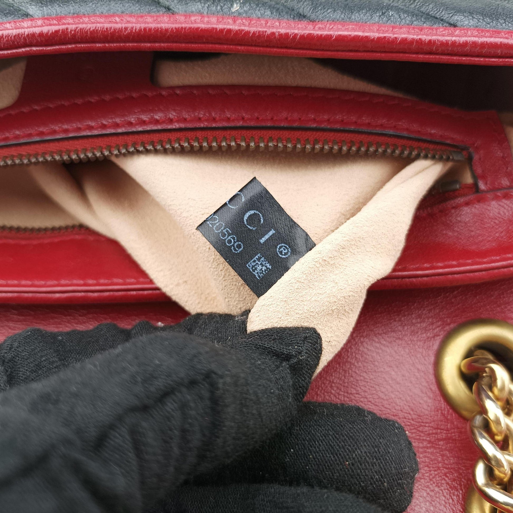 GG Marmont Black×red Leather 443497 B028920569GGマーモント ブラック×レッド レザー 443497 B028920569