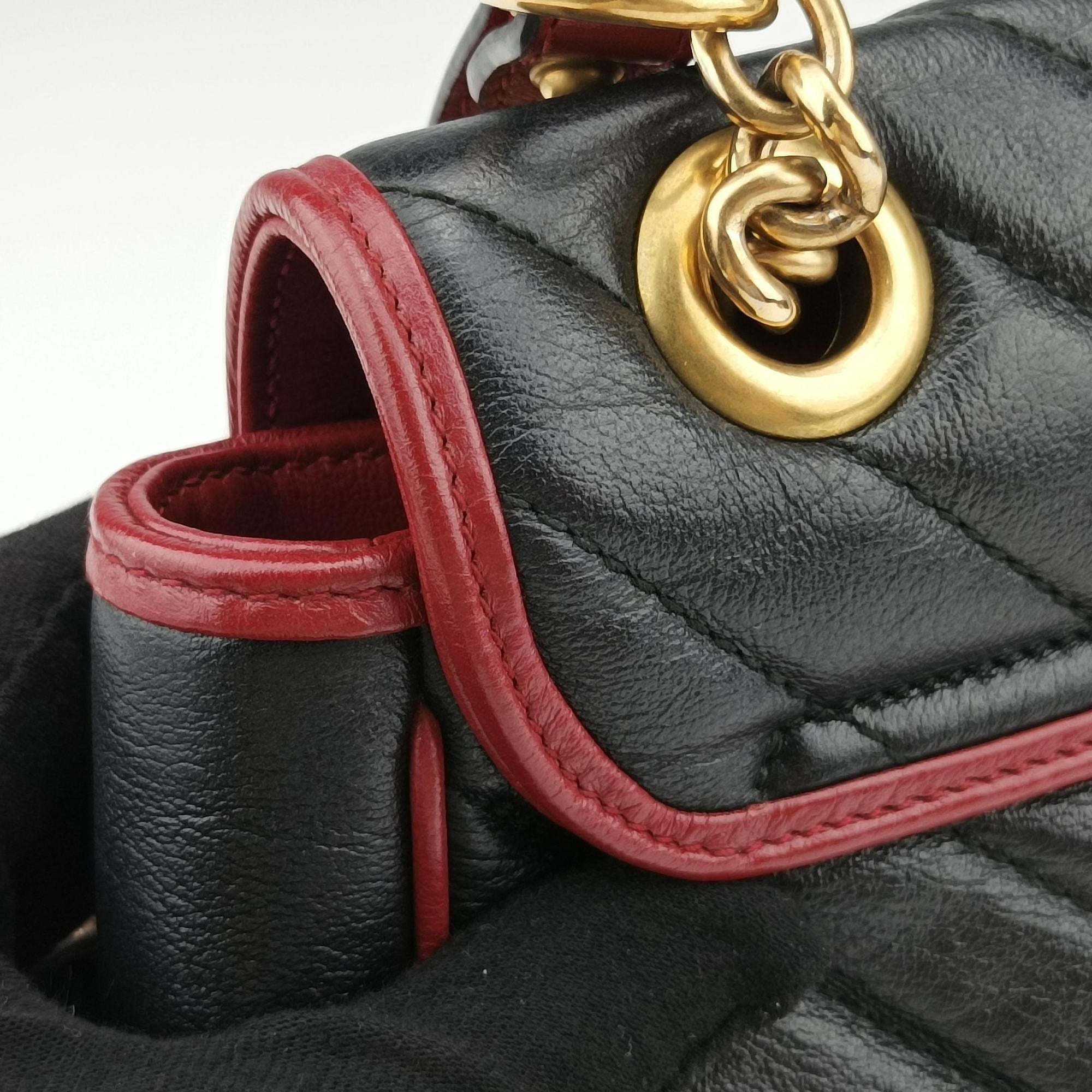 GG Marmont Black×red Leather 443497 B028920569GGマーモント ブラック×レッド レザー 443497 B028920569