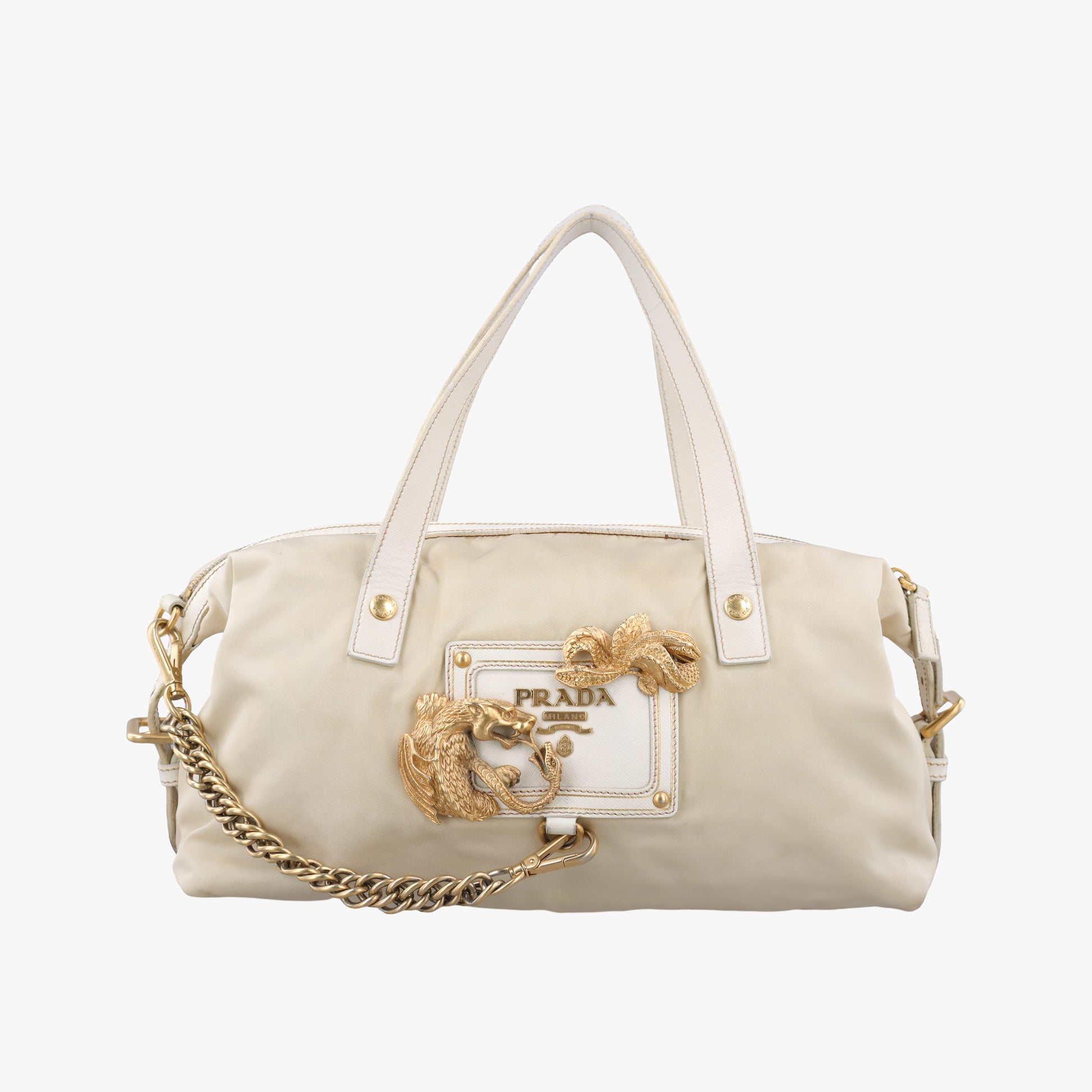 Animalier White Tessuto Nylon & Saffiano Leather 53アニマリエ ホワイト テスートナイロン / サフィアーノ 53