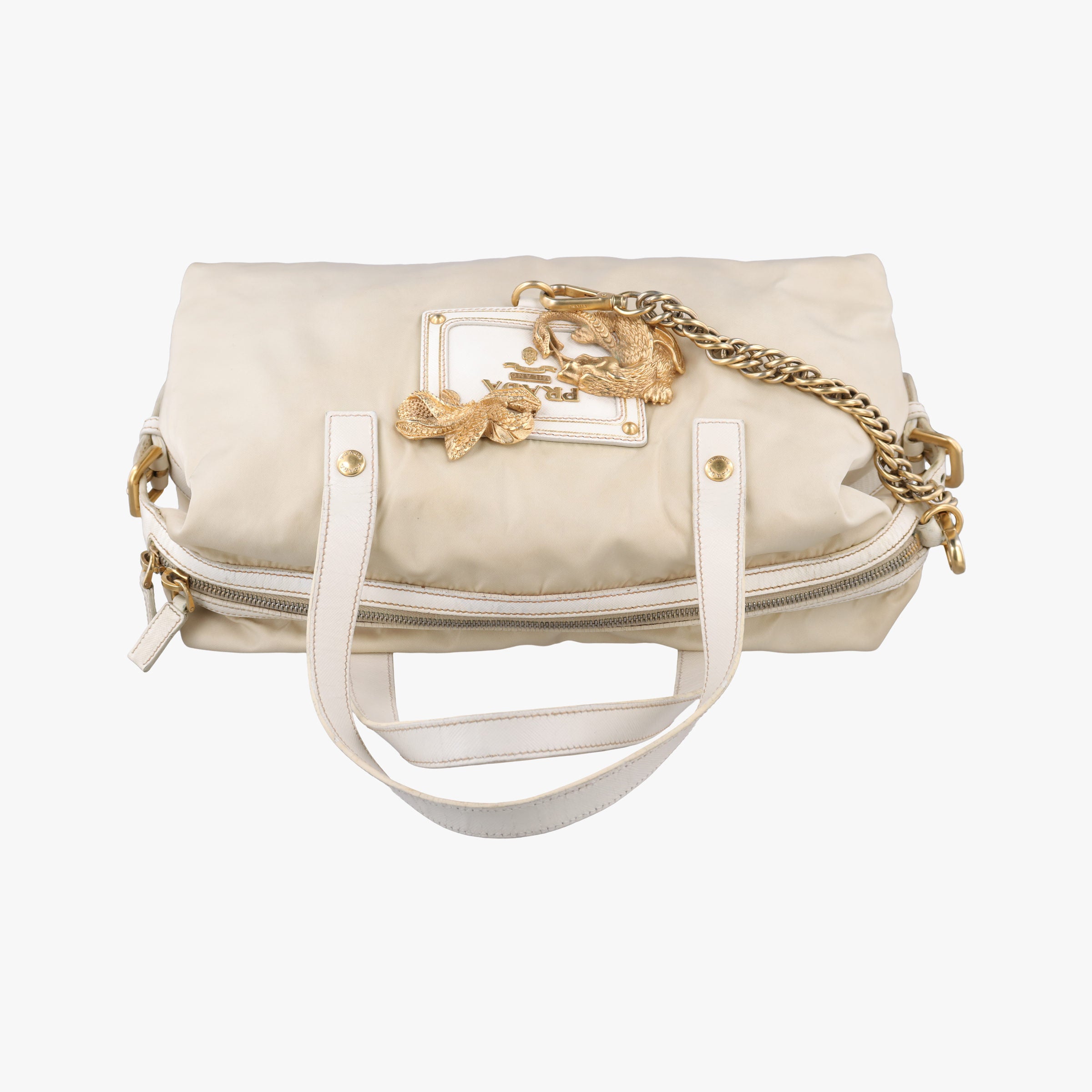 Animalier White Tessuto Nylon & Saffiano Leather 53アニマリエ ホワイト テスートナイロン / サフィアーノ 53